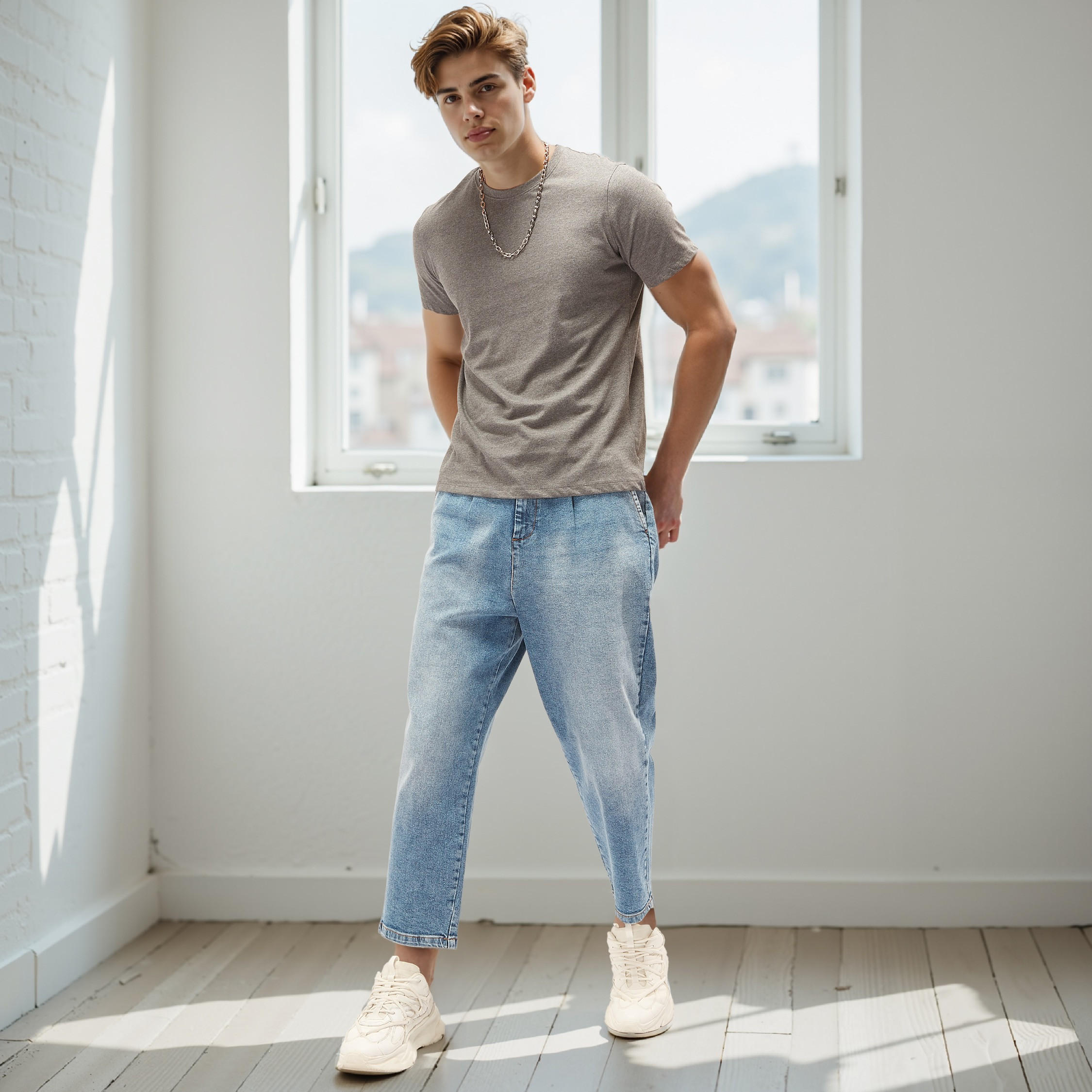 Plain Regular Fit Crew Neck T-shirt with Short Sleeves-men-clothing-tshirtsandpolos-tshirts-image-2