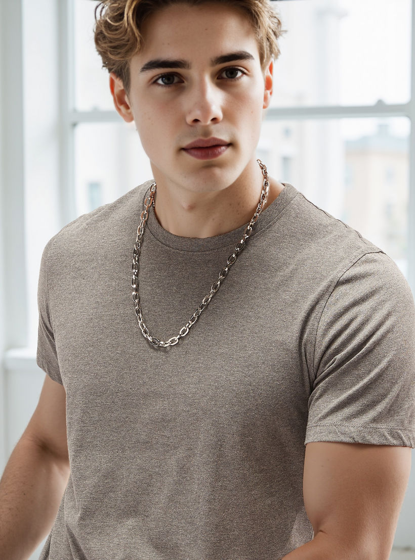 Plain Regular Fit Crew Neck T-shirt with Short Sleeves-men-clothing-tshirtsandpolos-tshirts-image-3