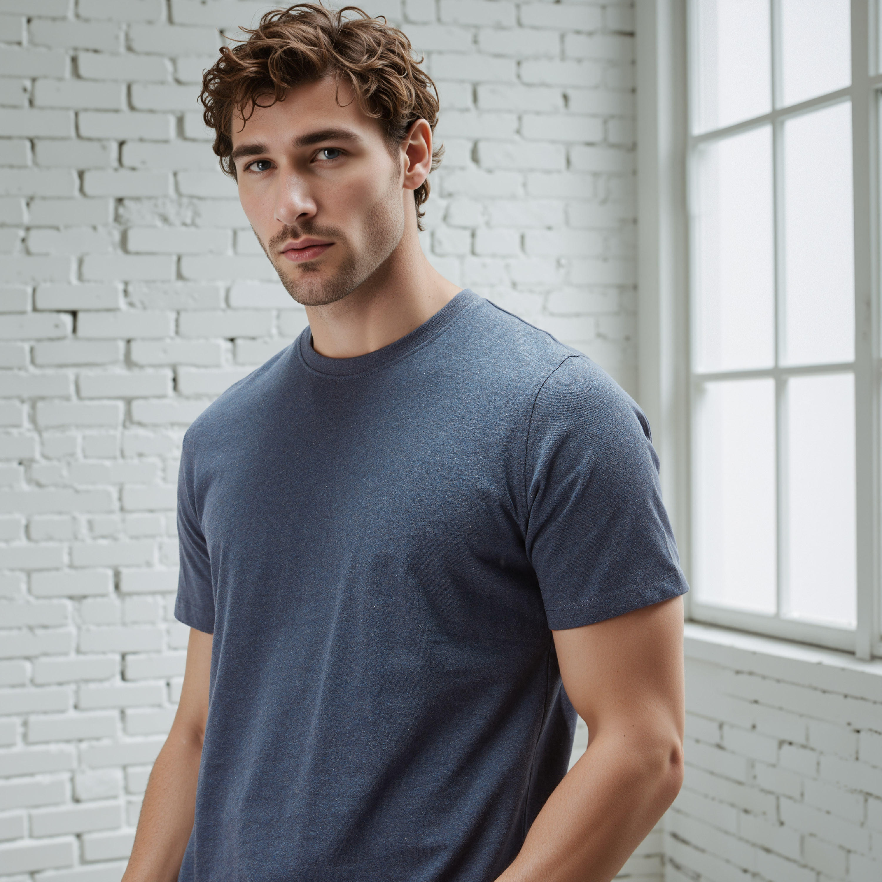 Plain Regular Fit Crew Neck T-shirt with Short Sleeves-men-clothing-tshirtsandpolos-tshirts-image-4