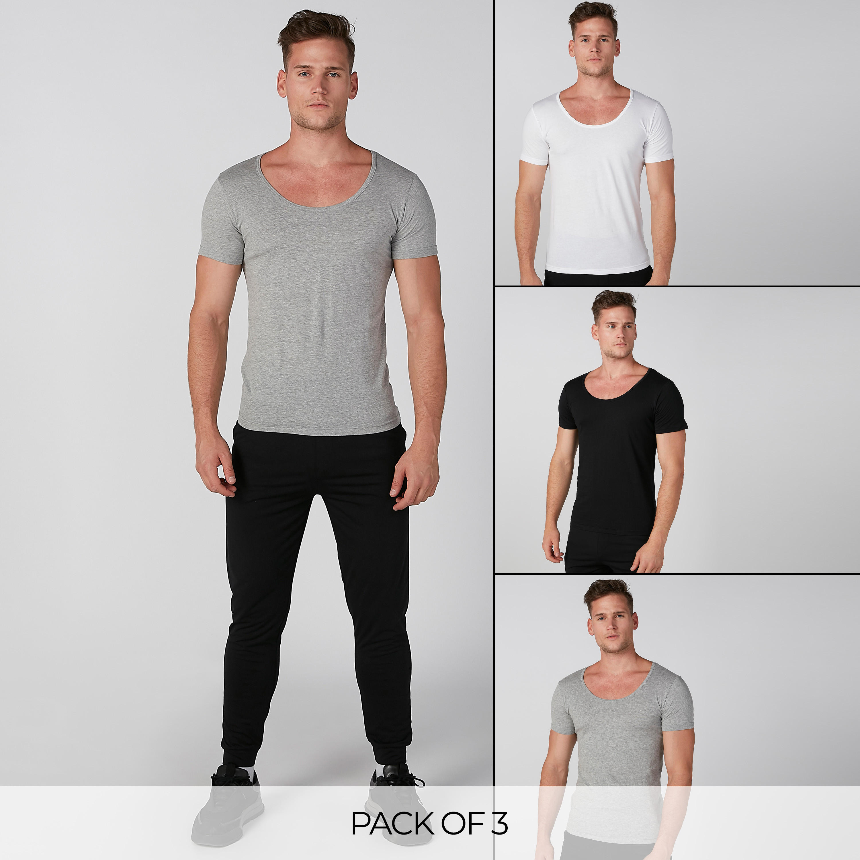 Set of 3 - Plain Vest with Scoop Neck and Short Sleeves-men-clothing-tshirtsandpolos-vests-image-1