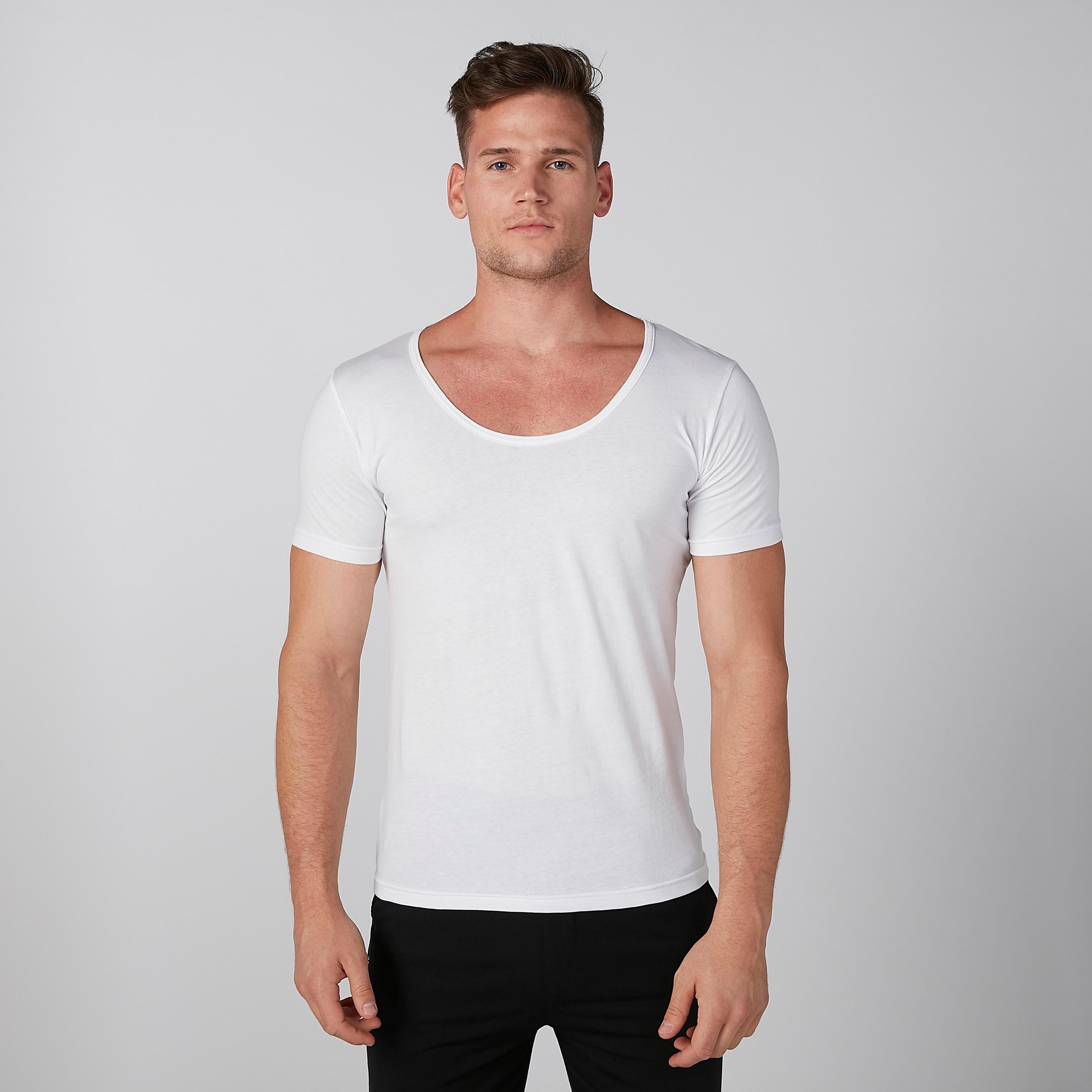 Set of 3 - Plain Vest with Scoop Neck and Short Sleeves-men-clothing-tshirtsandpolos-vests-image-2