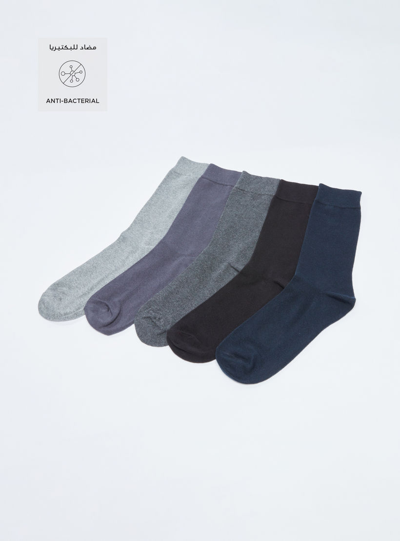 Set of 5 - Crew Length Socks with Antibacterial Protection-men-socks-image-2