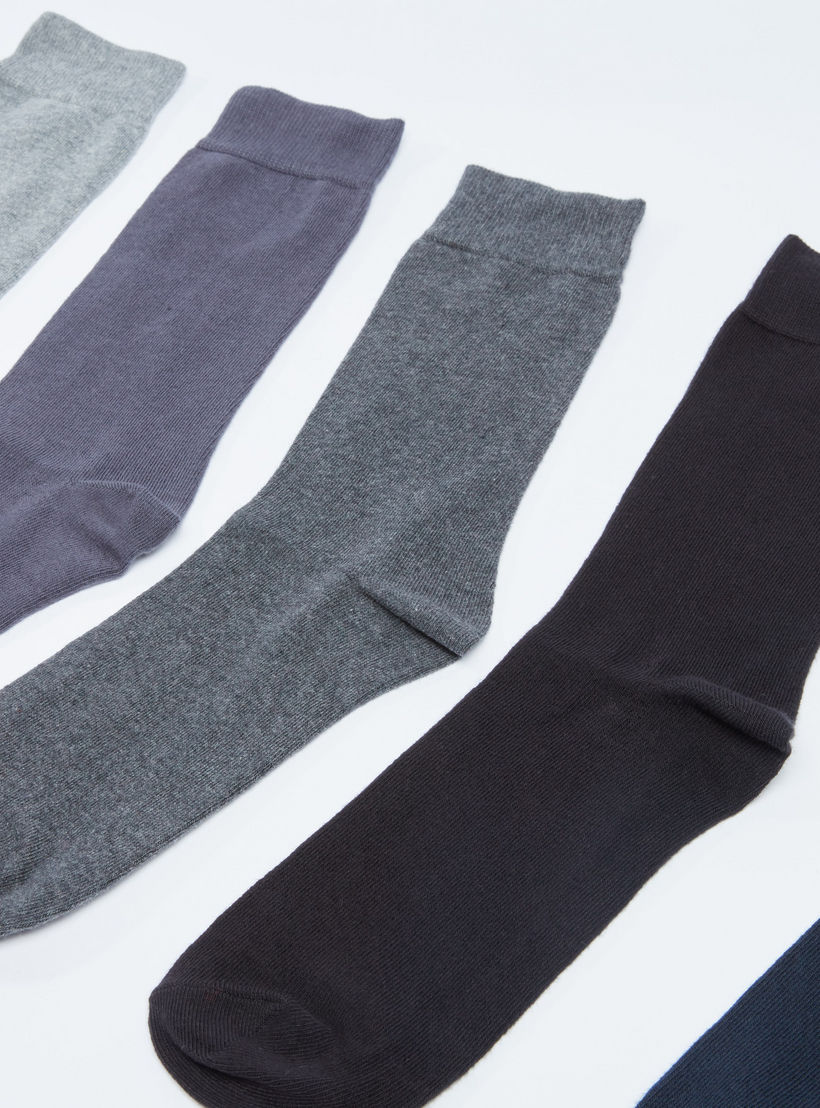 Set of 5 - Crew Length Socks with Antibacterial Protection-men-socks-image-3