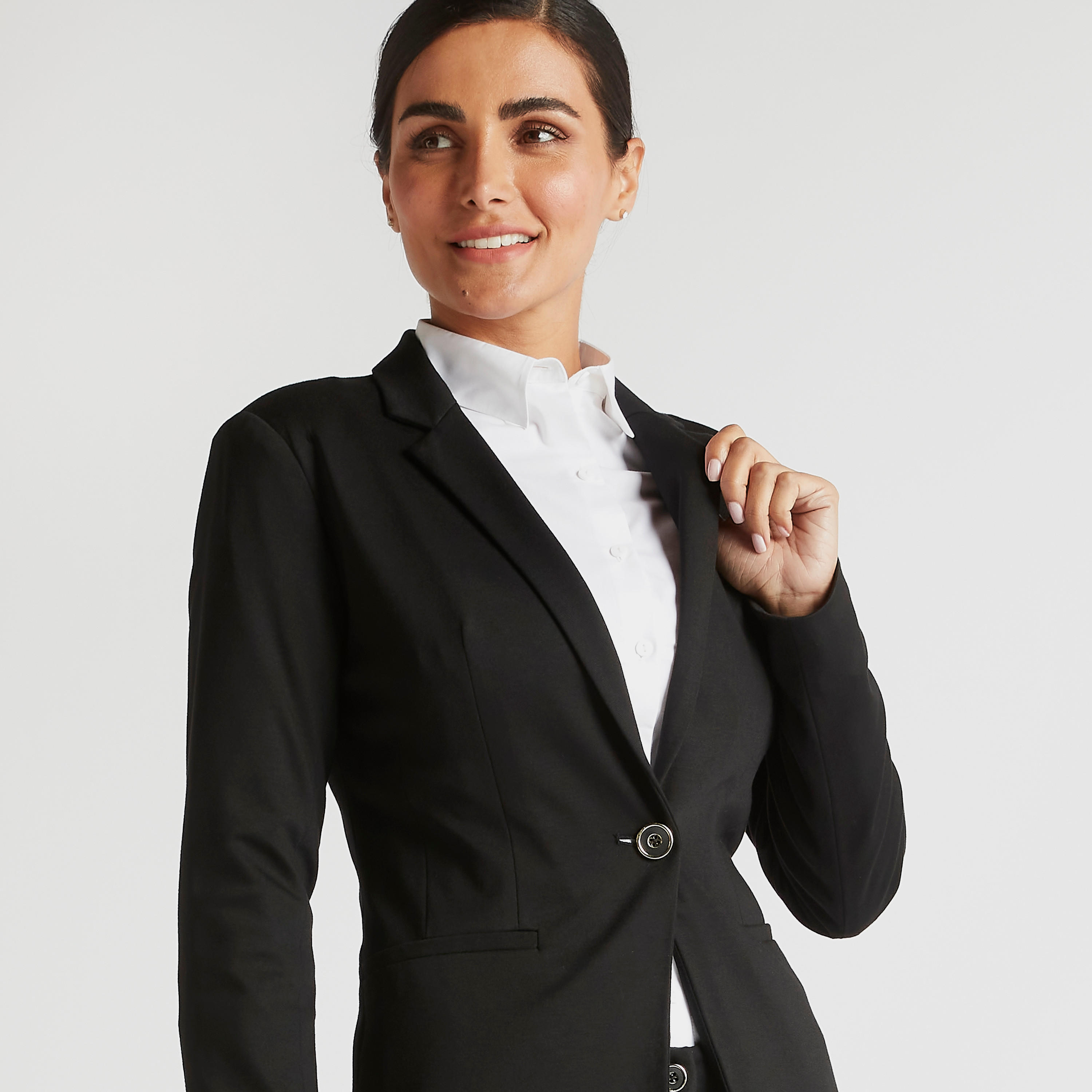 جاكيت بليزر رسمي سادة بأكمام طويلة وياقة مطوية-women-clothing-coatsandjackets-blazers-image-4