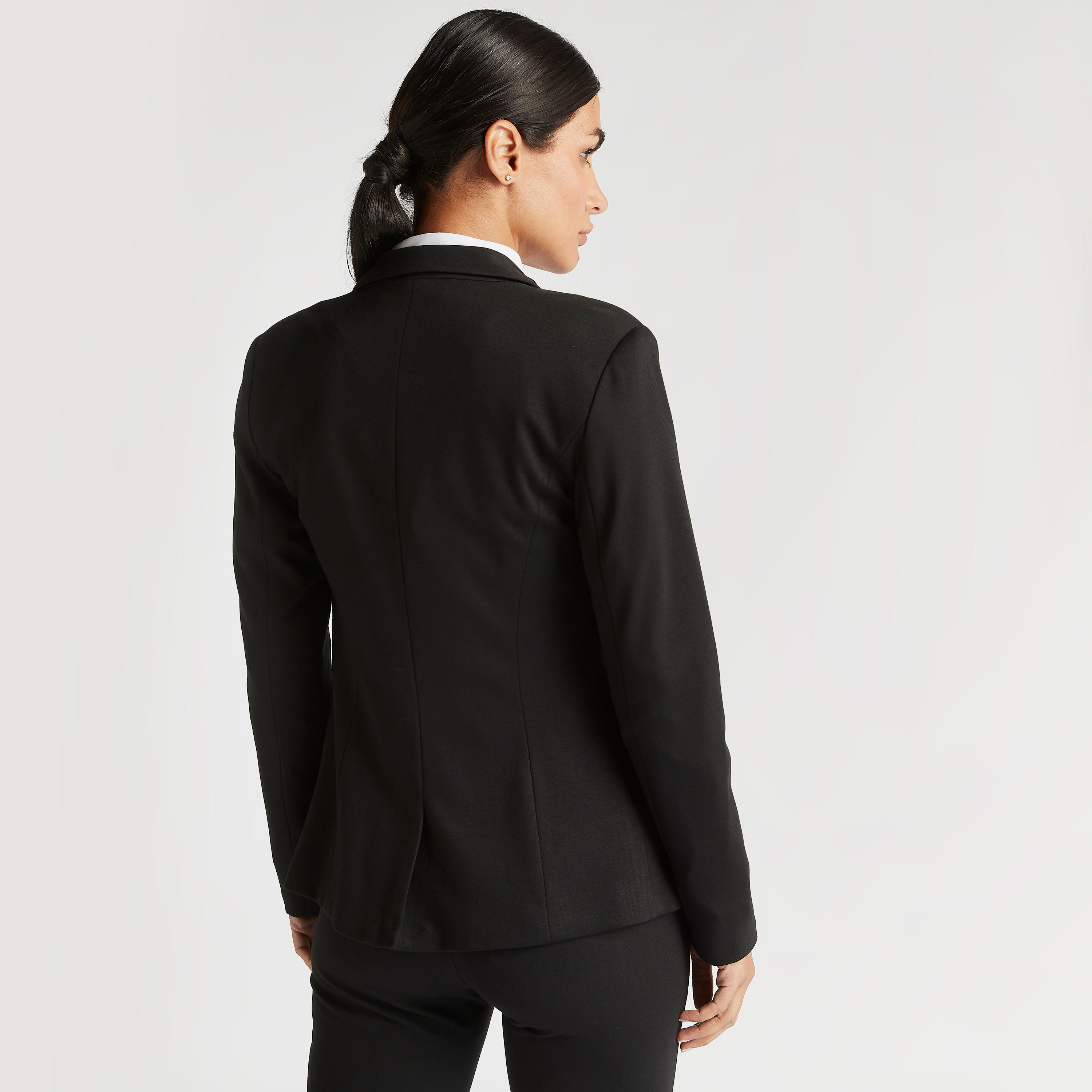 جاكيت بليزر رسمي سادة بأكمام طويلة وياقة مطوية-women-clothing-coatsandjackets-blazers-image-3