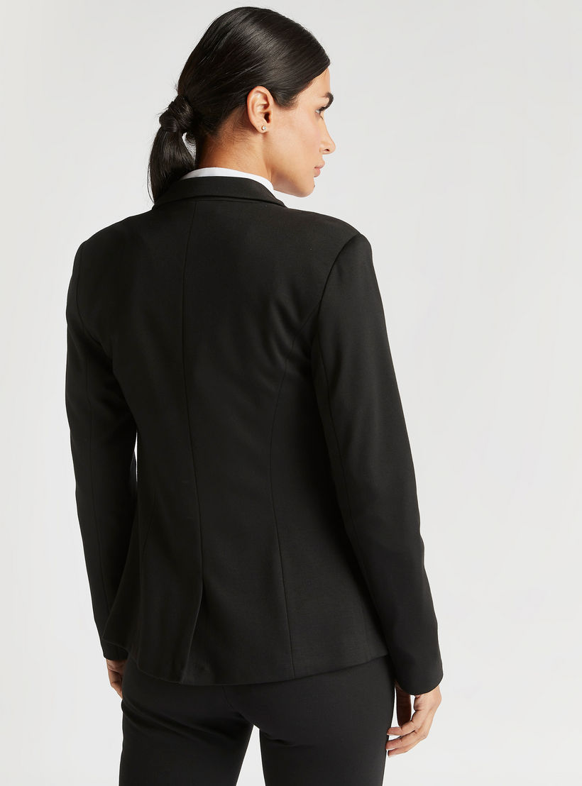 جاكيت بليزر رسمي سادة بأكمام طويلة وياقة مطوية-women-clothing-coatsandjackets-blazers-image-3