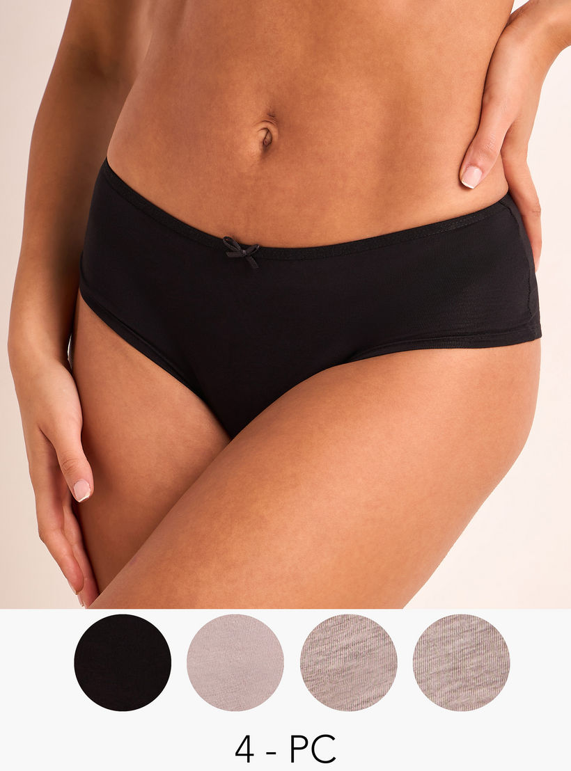 Set of 5 - Bow Detail Boyshorts with Elasticised Waistband-women-clothing-lingerie-panties-image-4