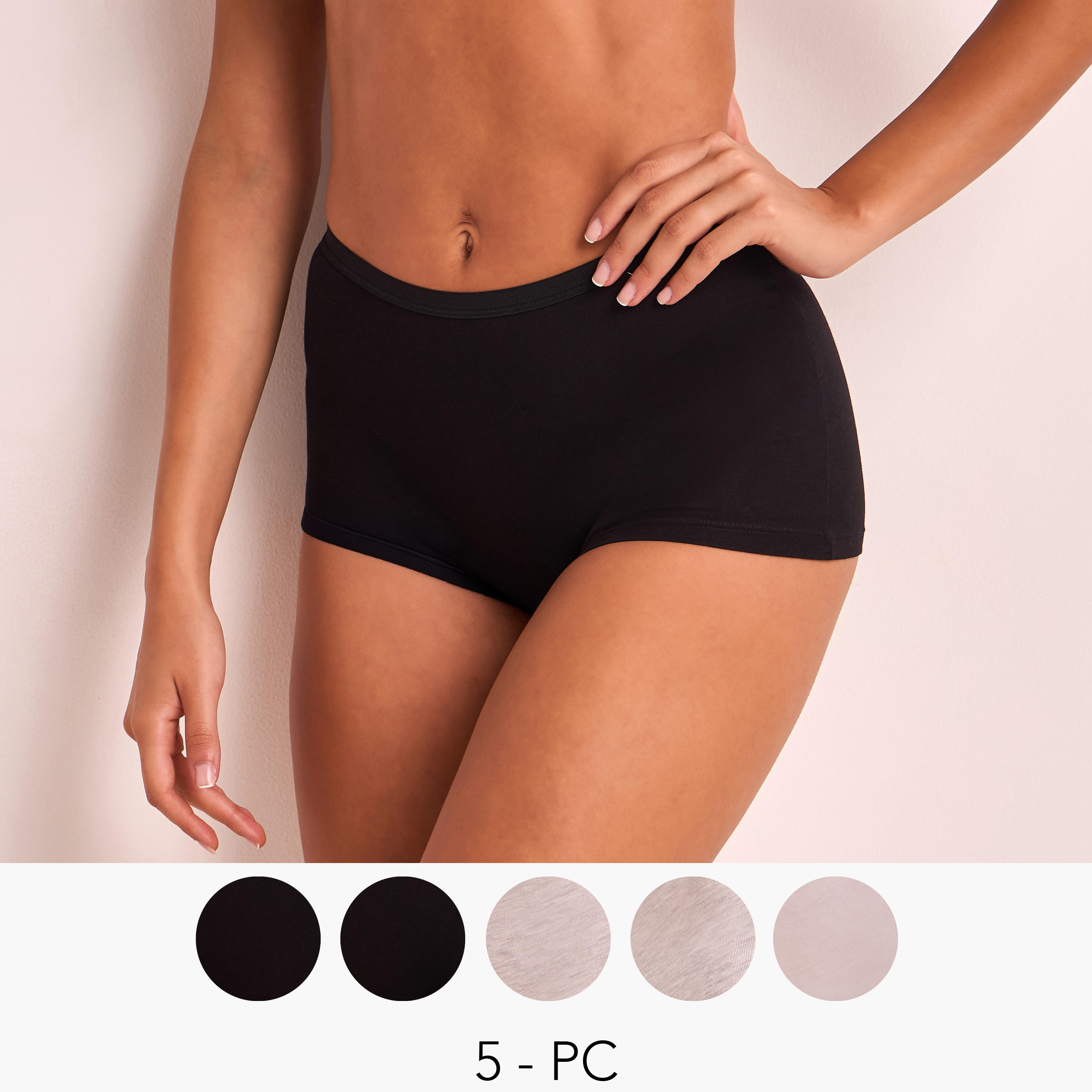 Set of 5 - Bow Applique Briefs with Elasticised Waistband-women-clothing-lingerie-panties-image-7