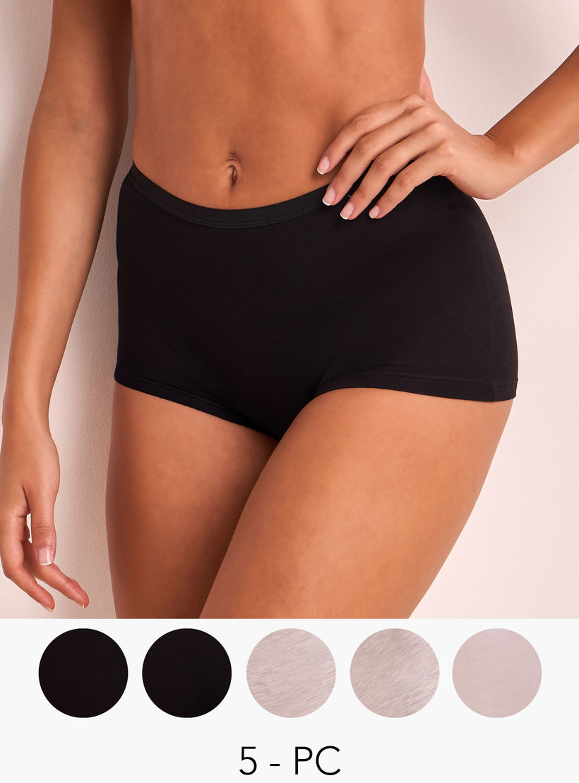 Set of 5 - Bow Applique Briefs with Elasticised Waistband-women-clothing-lingerie-panties-image-7