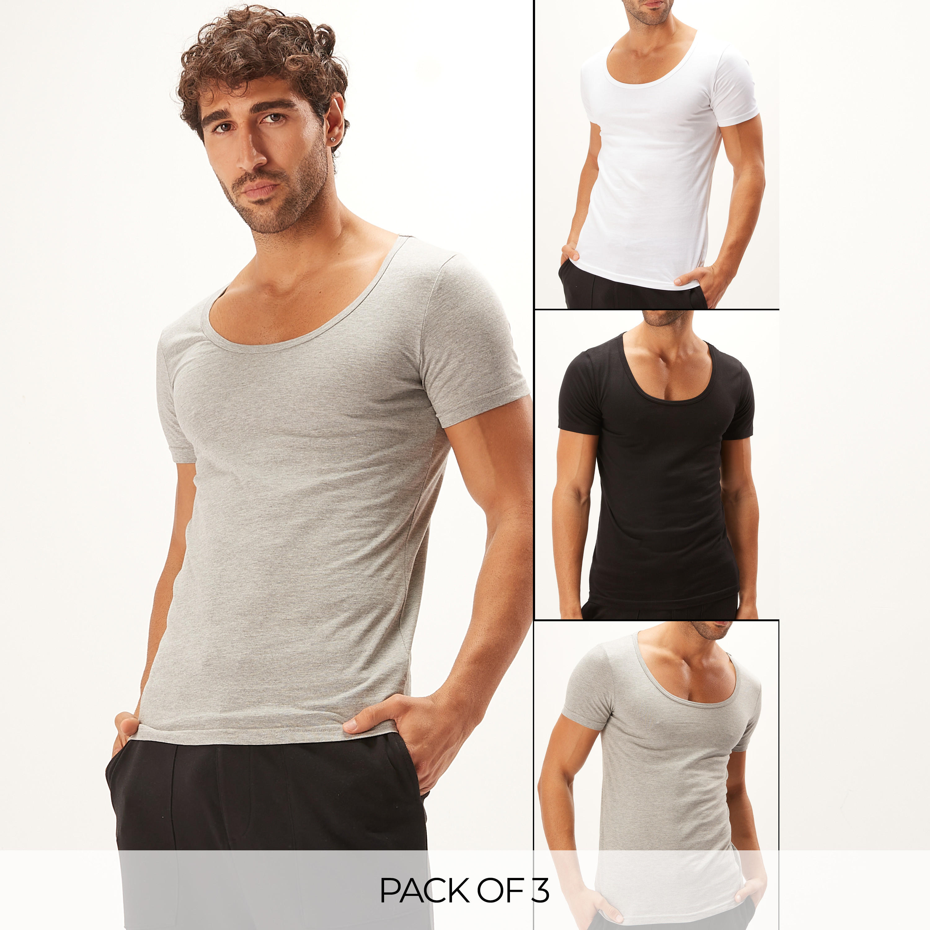 Set of 3 - Round Neck Vest with Short Sleeves-men-clothing-tshirtsandpolos-vests-image-1