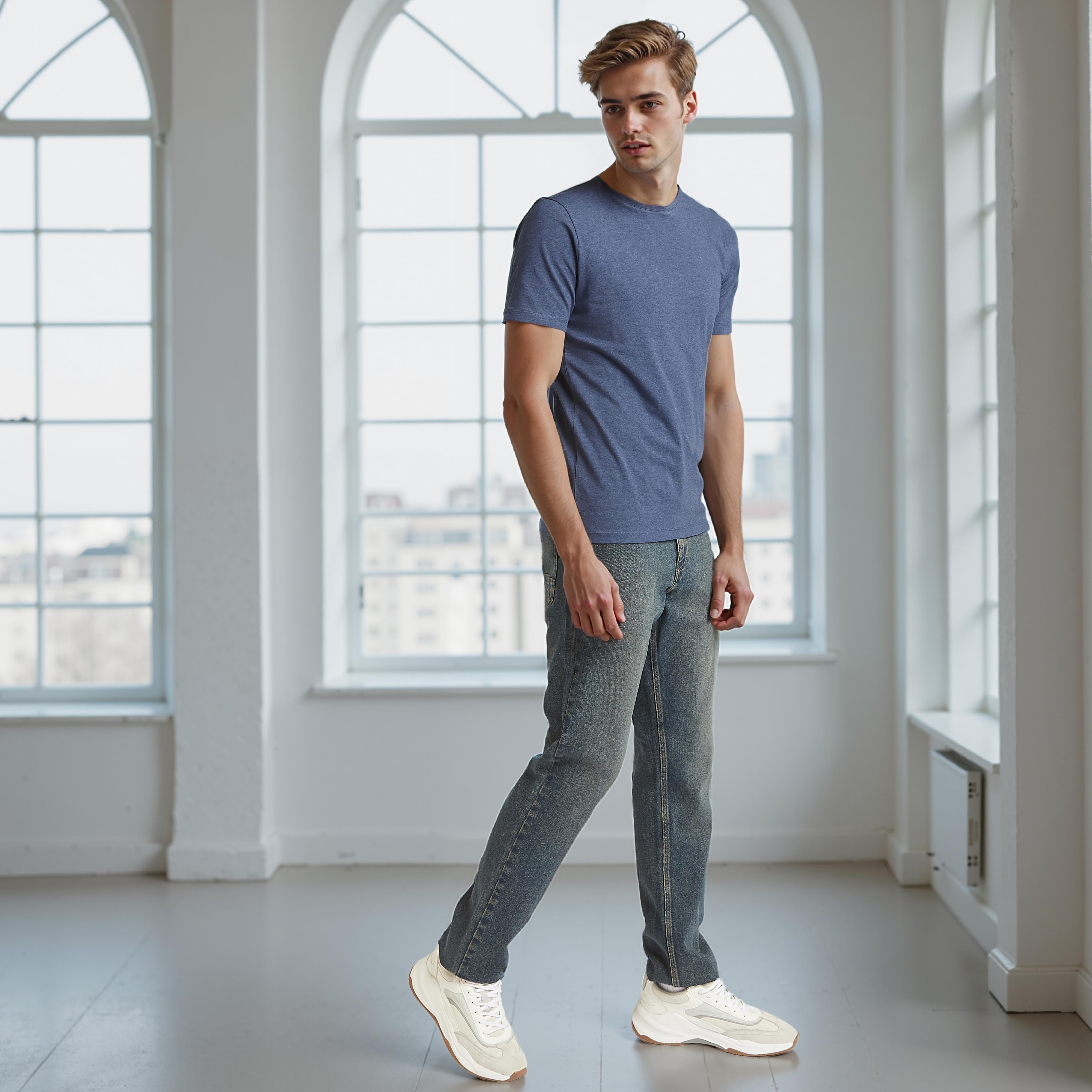 بنطلون جينز سادة بتفاصيل جيوب وعراوي-men-clothing-bottoms-jeans-image-2
