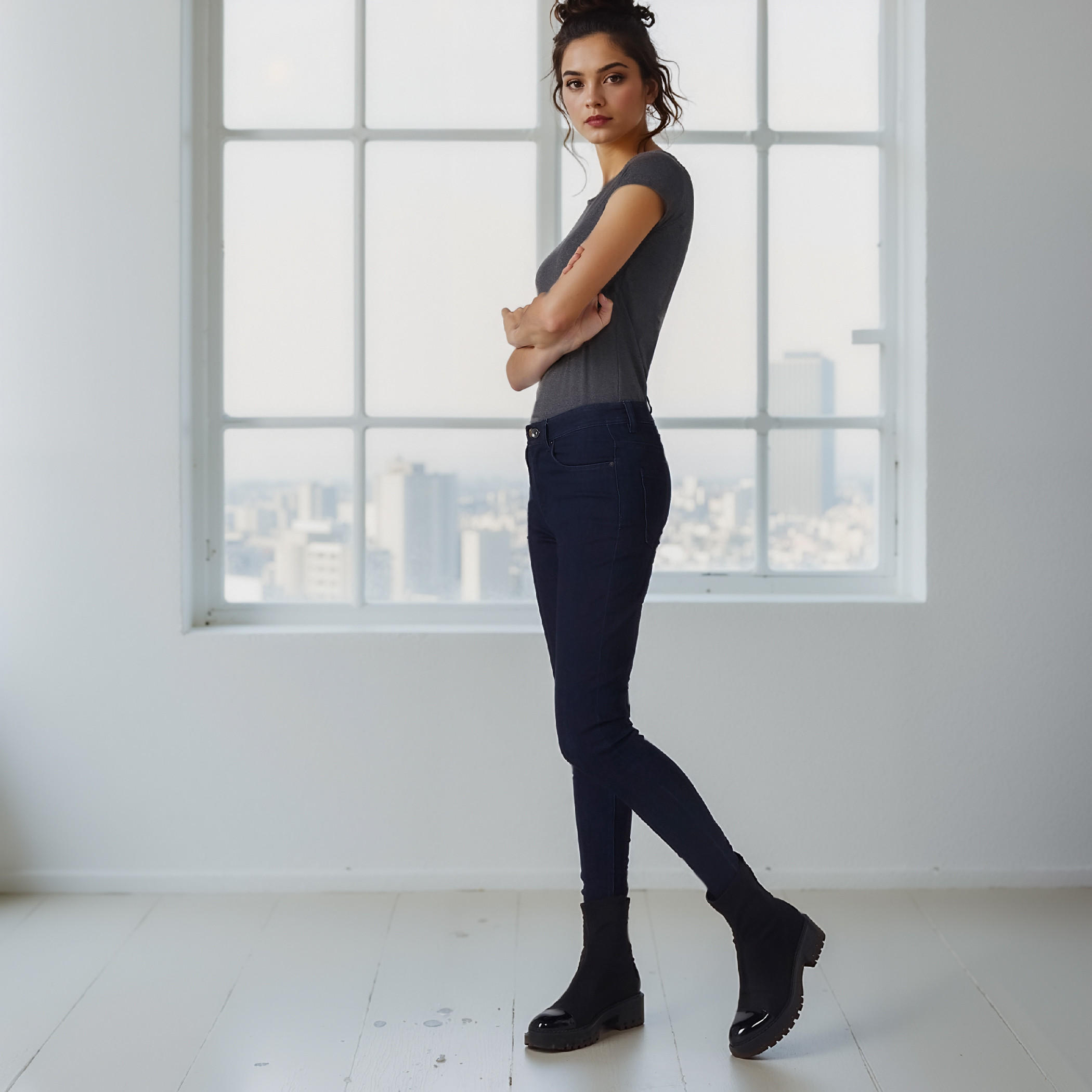 بنطال جينز بقصّة ضيّقة وزر إغلاق وجيوب-women-clothing-bottoms-jeans-image-4
