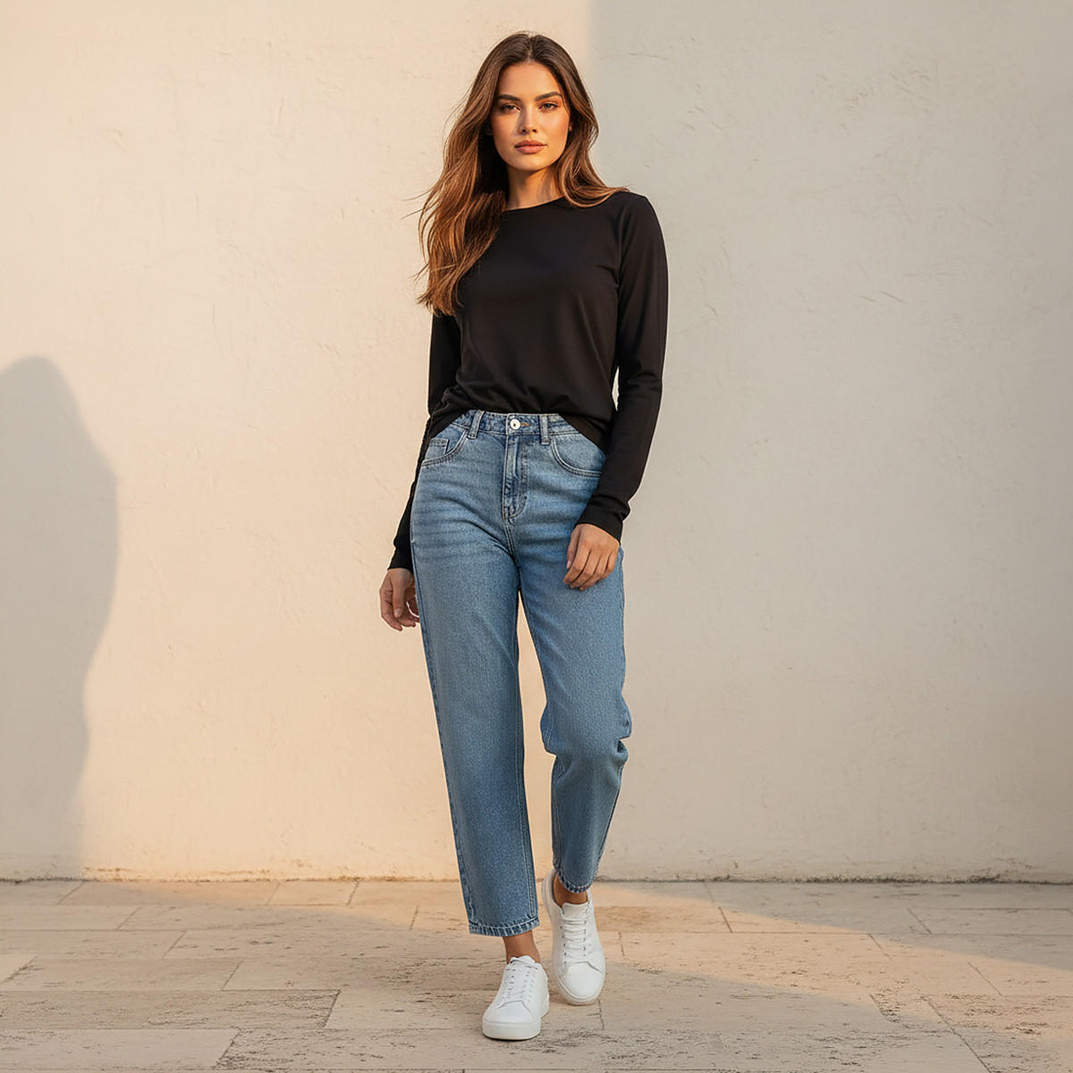 Slim Fit Antibacterial T-shirt with Long Sleeves-women-clothing-tshirts-image-3