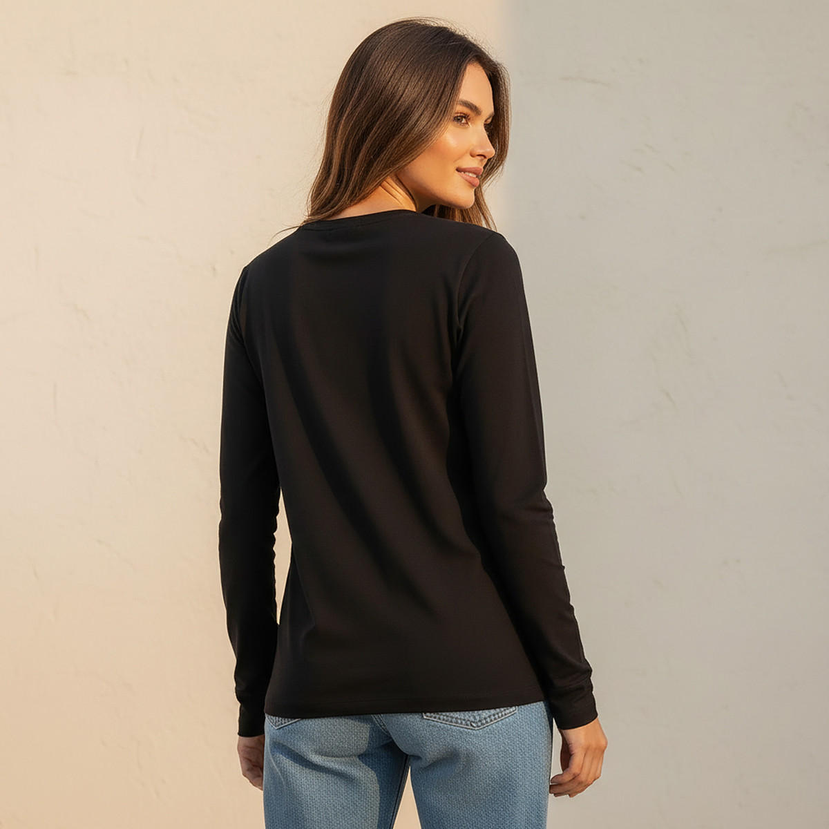 Slim Fit Antibacterial T-shirt with Long Sleeves-women-clothing-tshirts-image-4