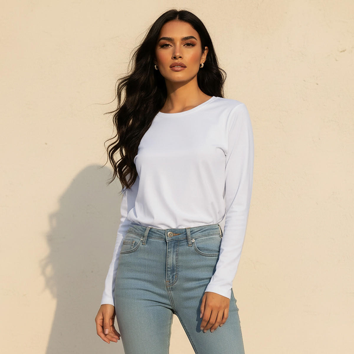 Slim Fit Antibacterial T-shirt with Long Sleeves-women-clothing-tshirts-image-1