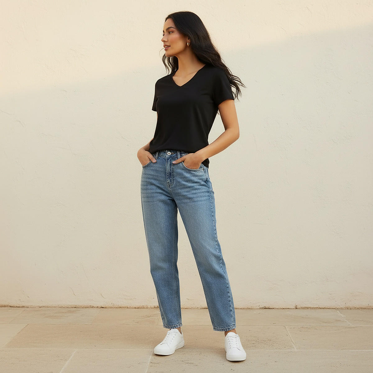 Slim Fit Antibacterial T-Shirt with Cap Sleeves-women-clothing-tshirts-image-3
