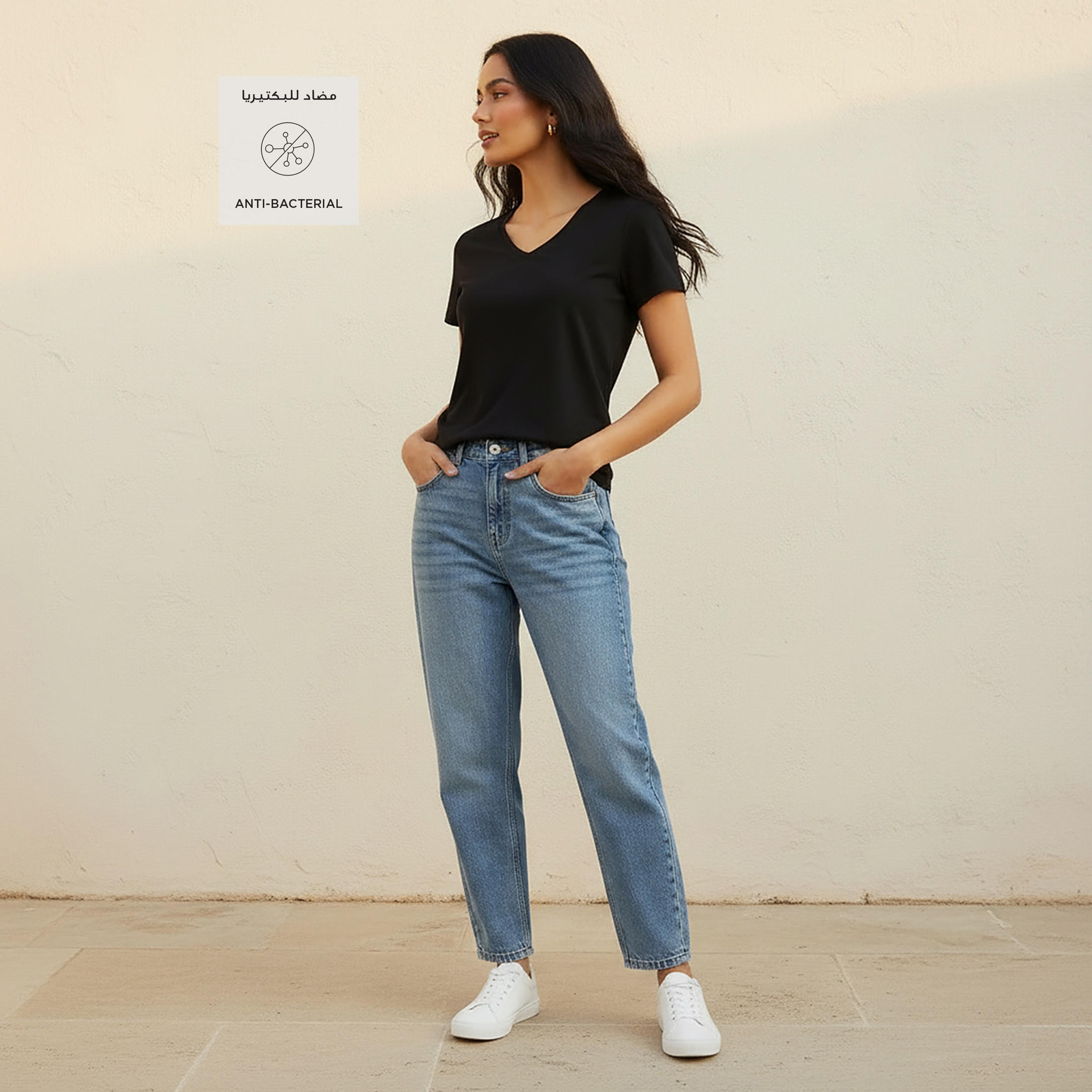 تيشيرت بحماية من البكتيريا وقصّة سليم وأكمام كاب من سبلاش بيزيكس-women-clothing-tshirts-image-3