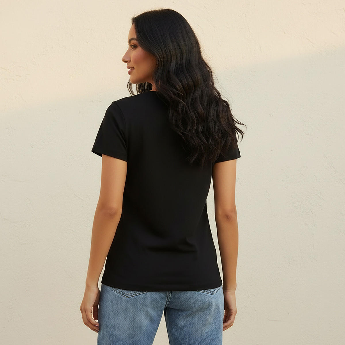 Slim Fit Antibacterial T-Shirt with Cap Sleeves-women-clothing-tshirts-image-4