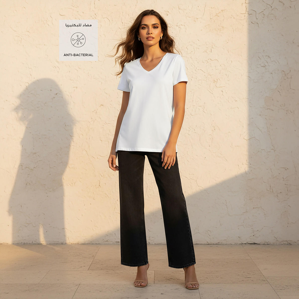 تيشيرت قطن بحماية من البكتيريا وقصّة سليم وأكمام كاب من سبلاش بيزيكس-women-clothing-tshirts-image-3