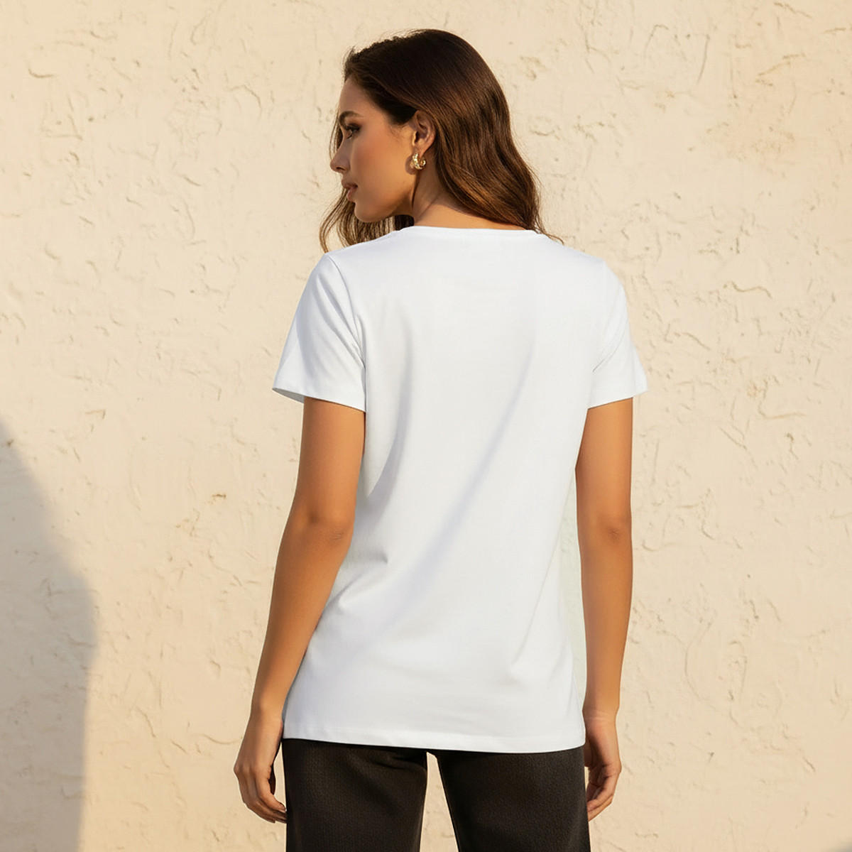 Slim Fit Antibacterial Cotton T-shirt with Cap Sleeves-women-clothing-tshirts-image-4