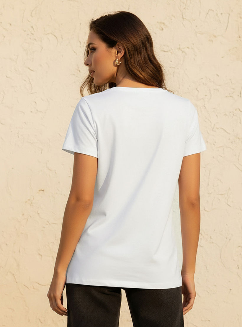 تيشيرت قطن بحماية من البكتيريا وقصّة سليم وأكمام كاب من سبلاش بيزيكس-women-clothing-tshirts-image-4