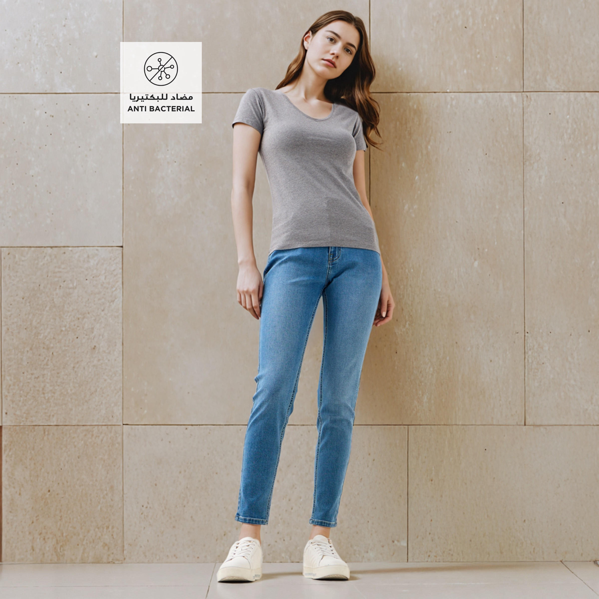تيشيرت سادة بياقة V وأكمام كاب-women-clothing-tshirts-image-2