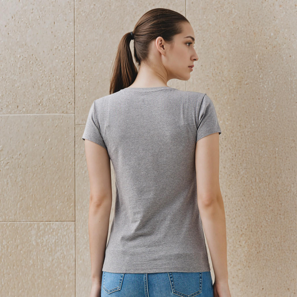 تيشيرت سادة بياقة V وأكمام كاب-women-clothing-tshirts-image-3