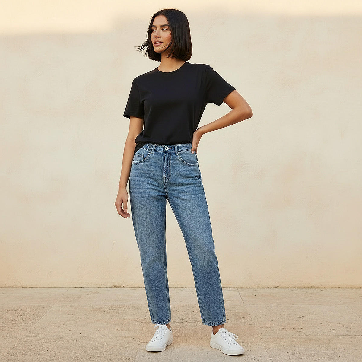 Slim Fit Antibacterial T-Shirt with Cap Sleeves-women-clothing-tshirts-image-3