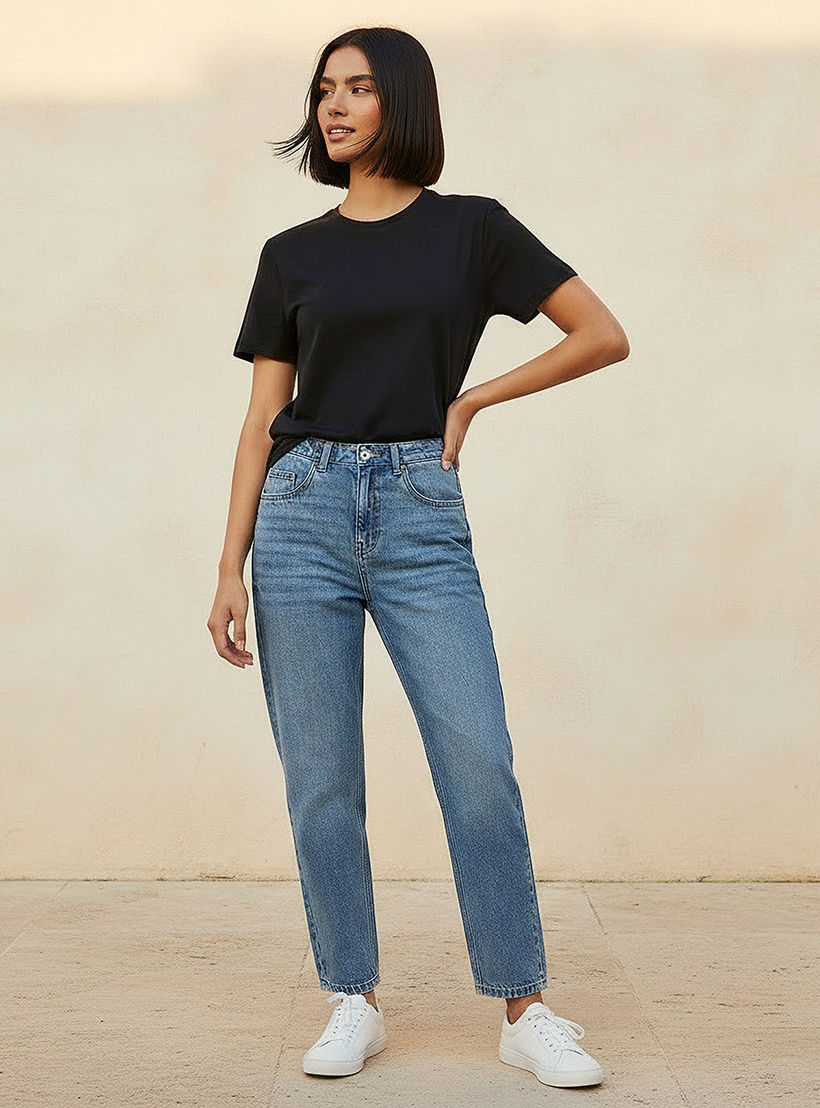 Slim Fit Antibacterial T-Shirt with Cap Sleeves-women-clothing-tshirts-image-3