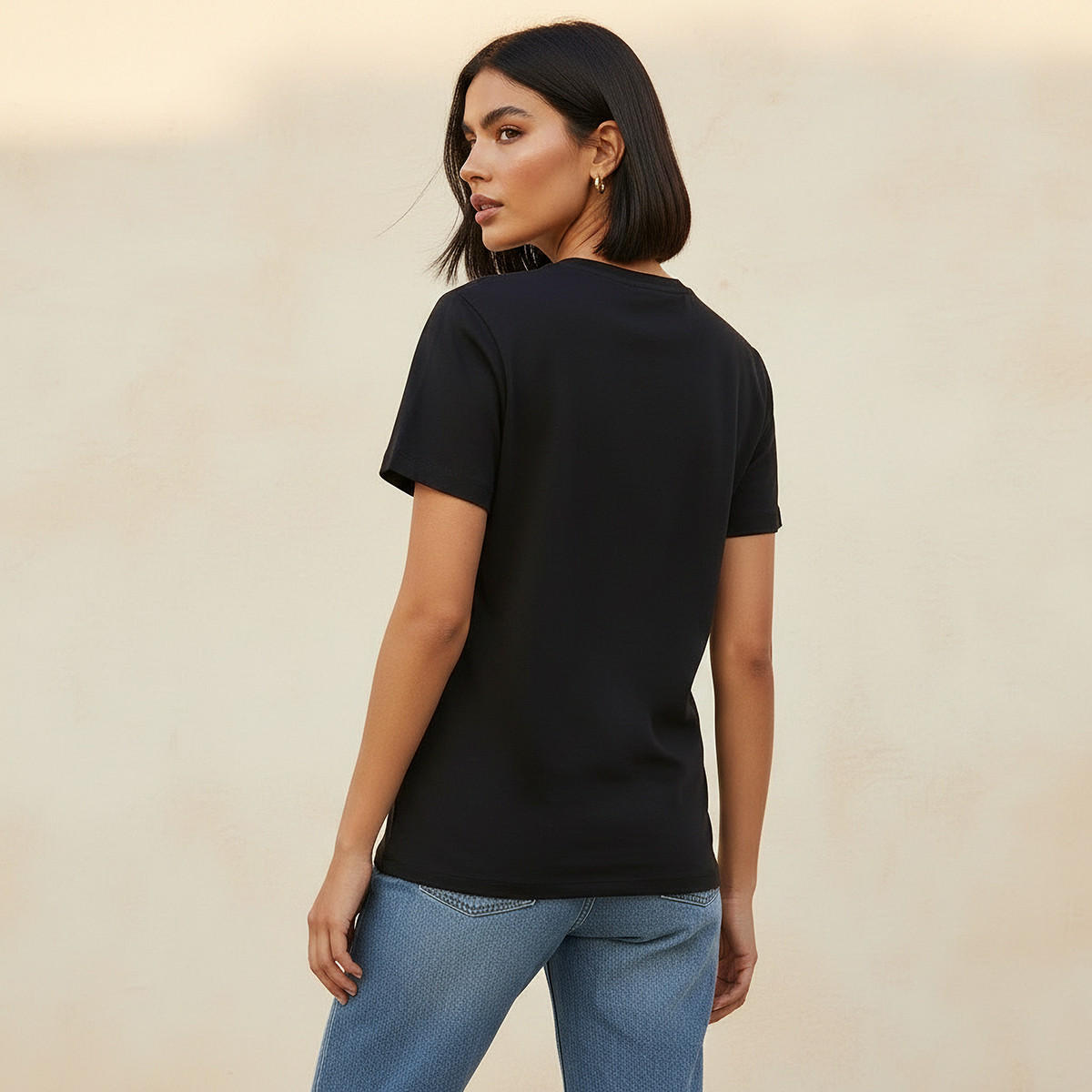 Slim Fit Antibacterial T-Shirt with Cap Sleeves-women-clothing-tshirts-image-4