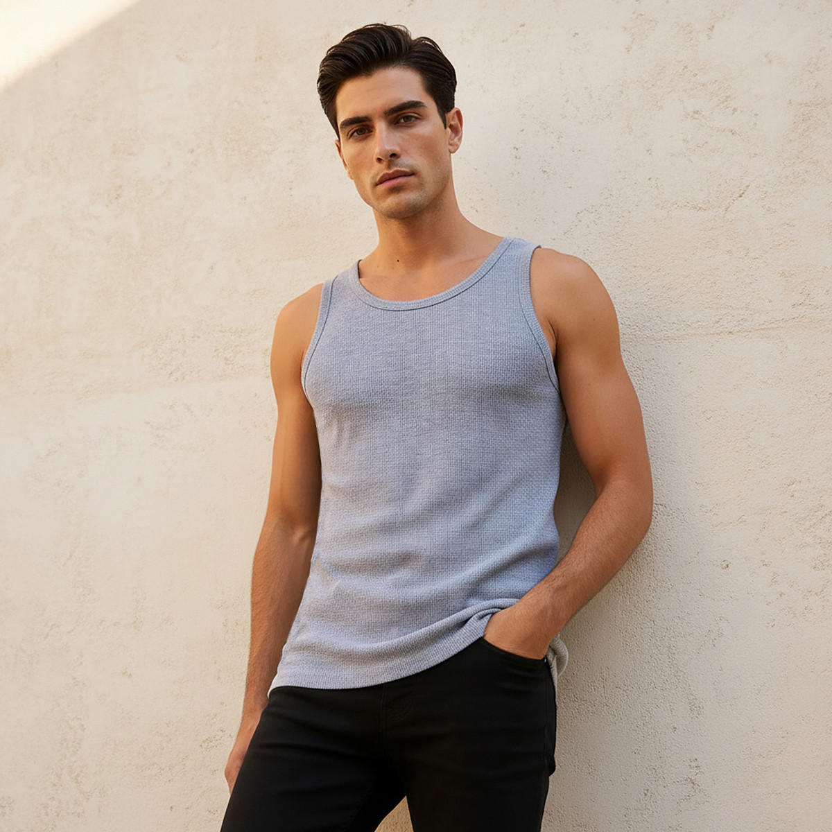 Textured Sleeveless Scoop Neck Vest-men-clothing-tshirtsandpolos-vests-image-1
