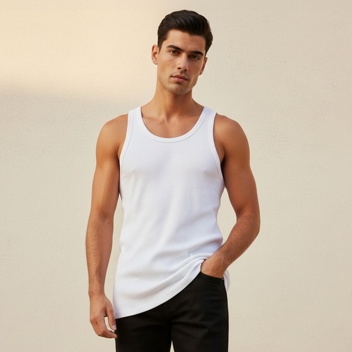 Textured Sleeveless Scoop Neck Vest-men-clothing-tshirtsandpolos-vests-image-1