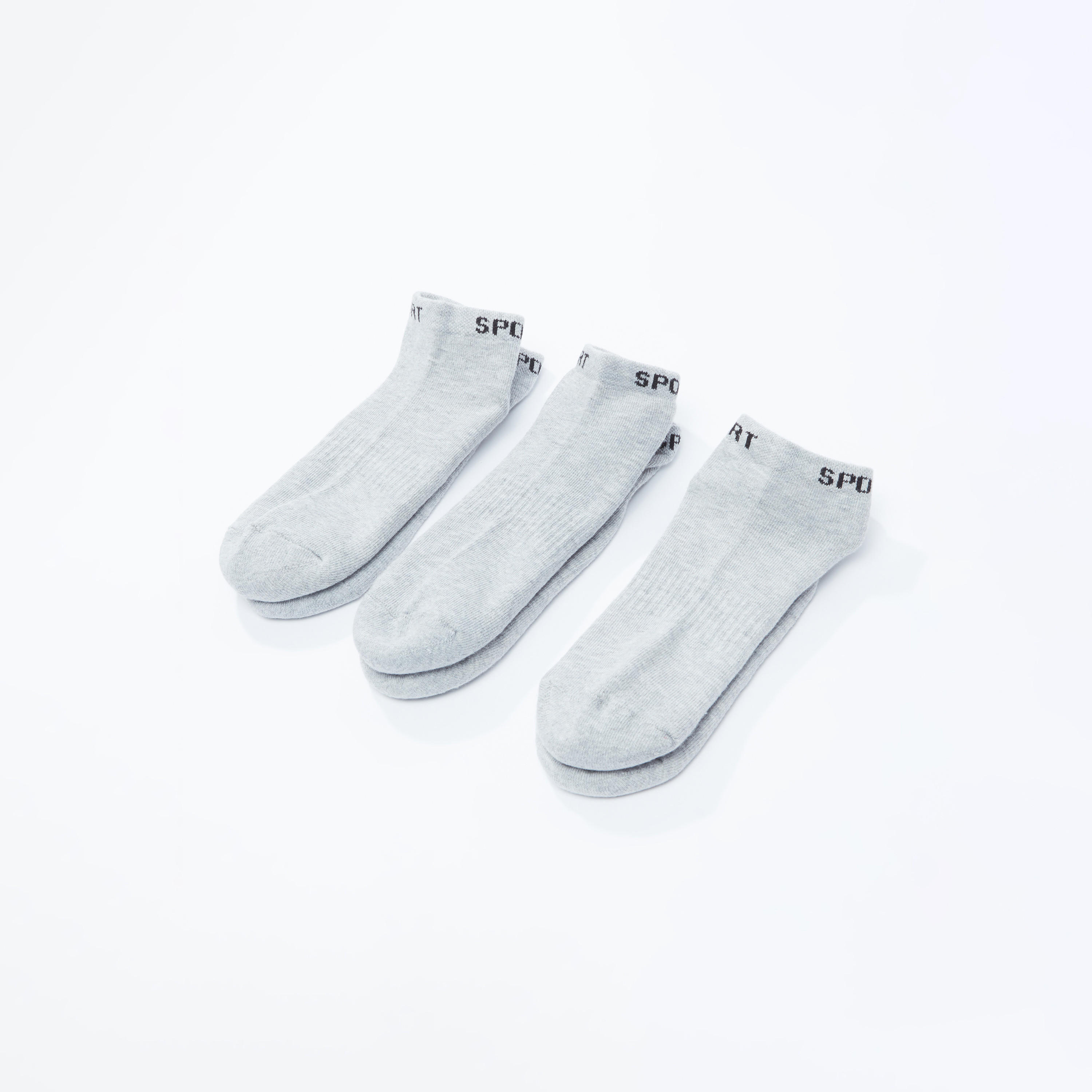 Set of 3 - Textured Ankle Length Socks with Printed Hem-women-socksandstockings-image-1