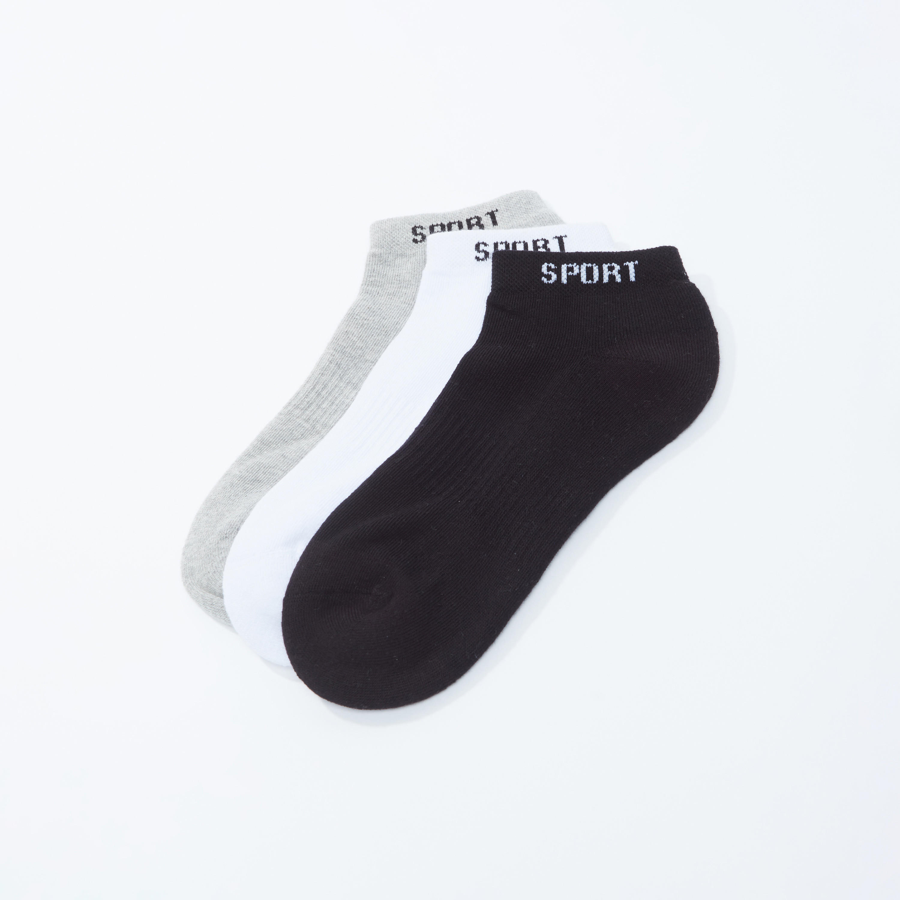 جوارب بارزة الملمس بطول الكاحل بحواف بطبعات - طقم من 3 أزواج-women-socksandstockings-image-2