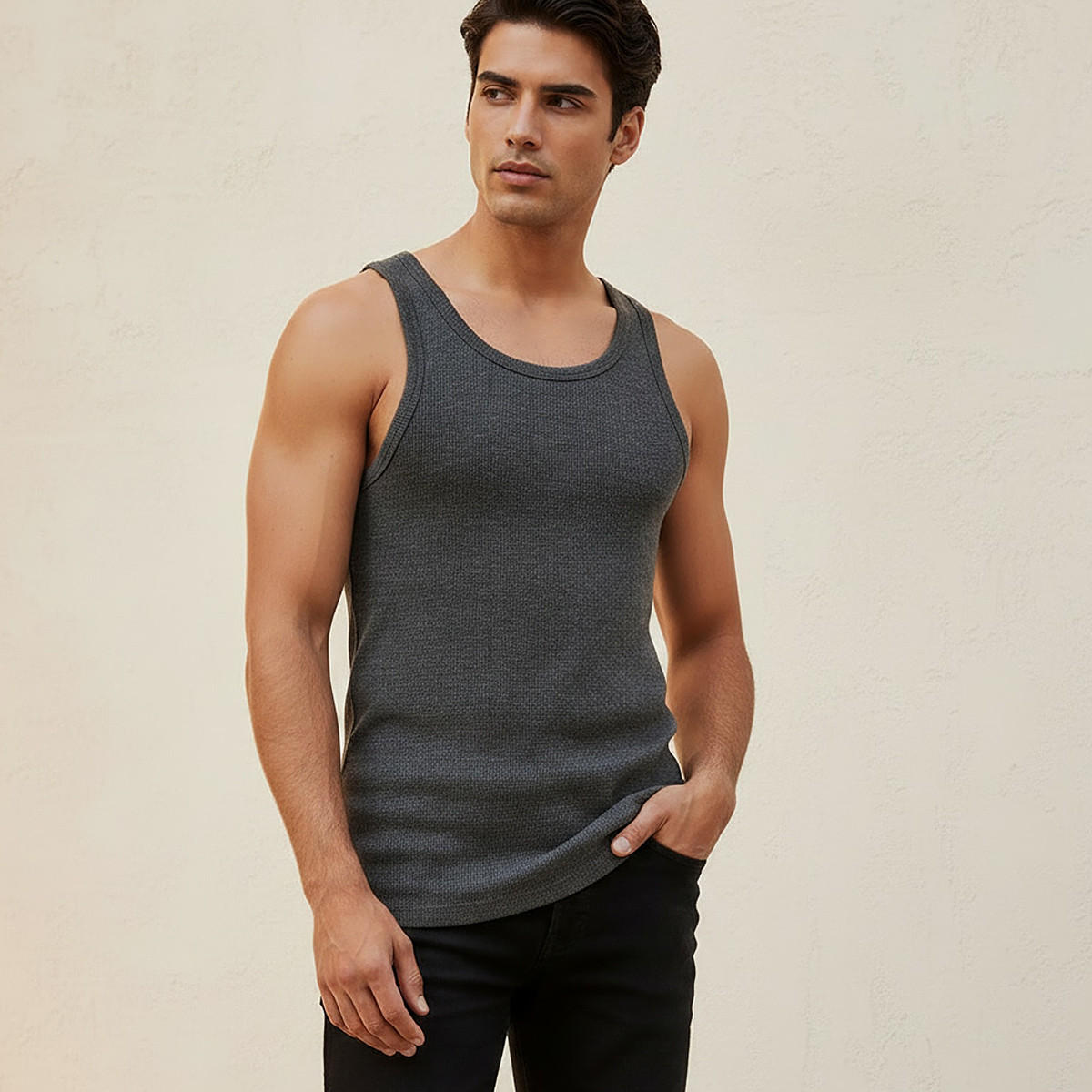 فيست بارز الملمس دون أكمام بياقة عميقة-men-clothing-tshirtsandpolos-vests-image-5