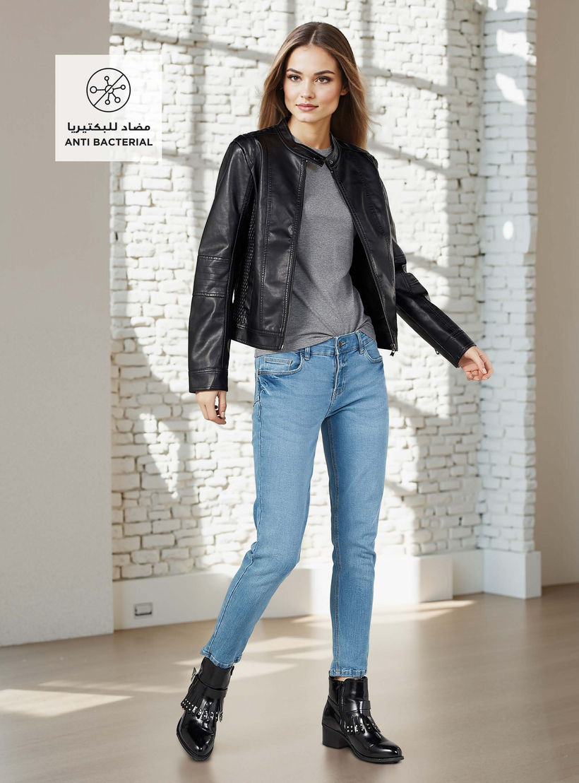 Plain Round Neck T-shirt with Cap Sleeves-women-clothing-tshirts-image-2