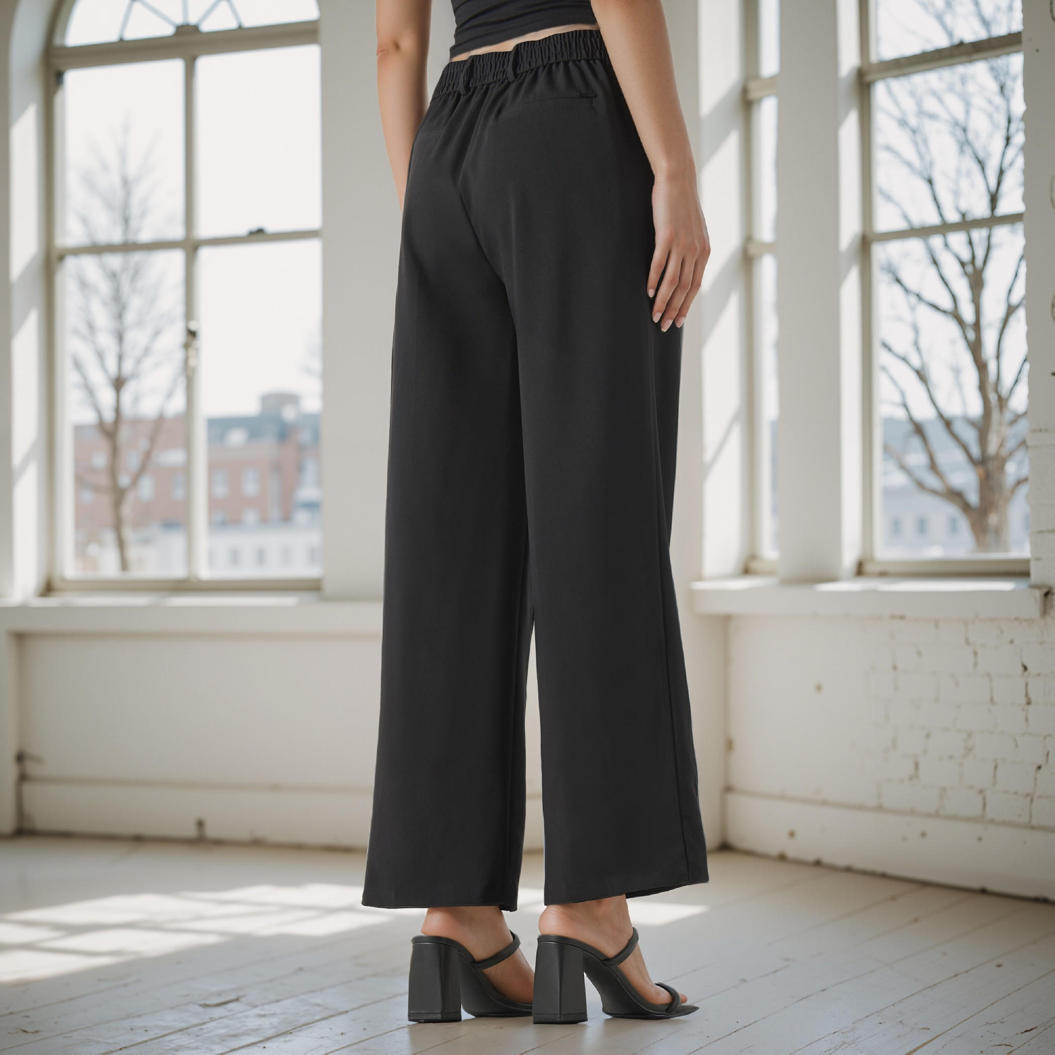 Plain Pants with Pocket Detail and Belt Loops-women-clothing-bottoms-trousers-image-3