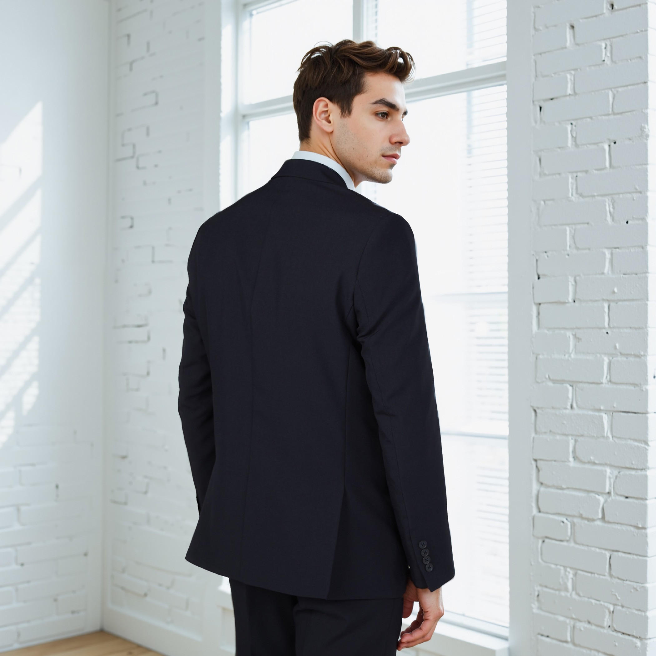 Plain Formal Blazer with Notched Lapel and Long Sleeves-men-winterwear-jacketsandblazers-image-3