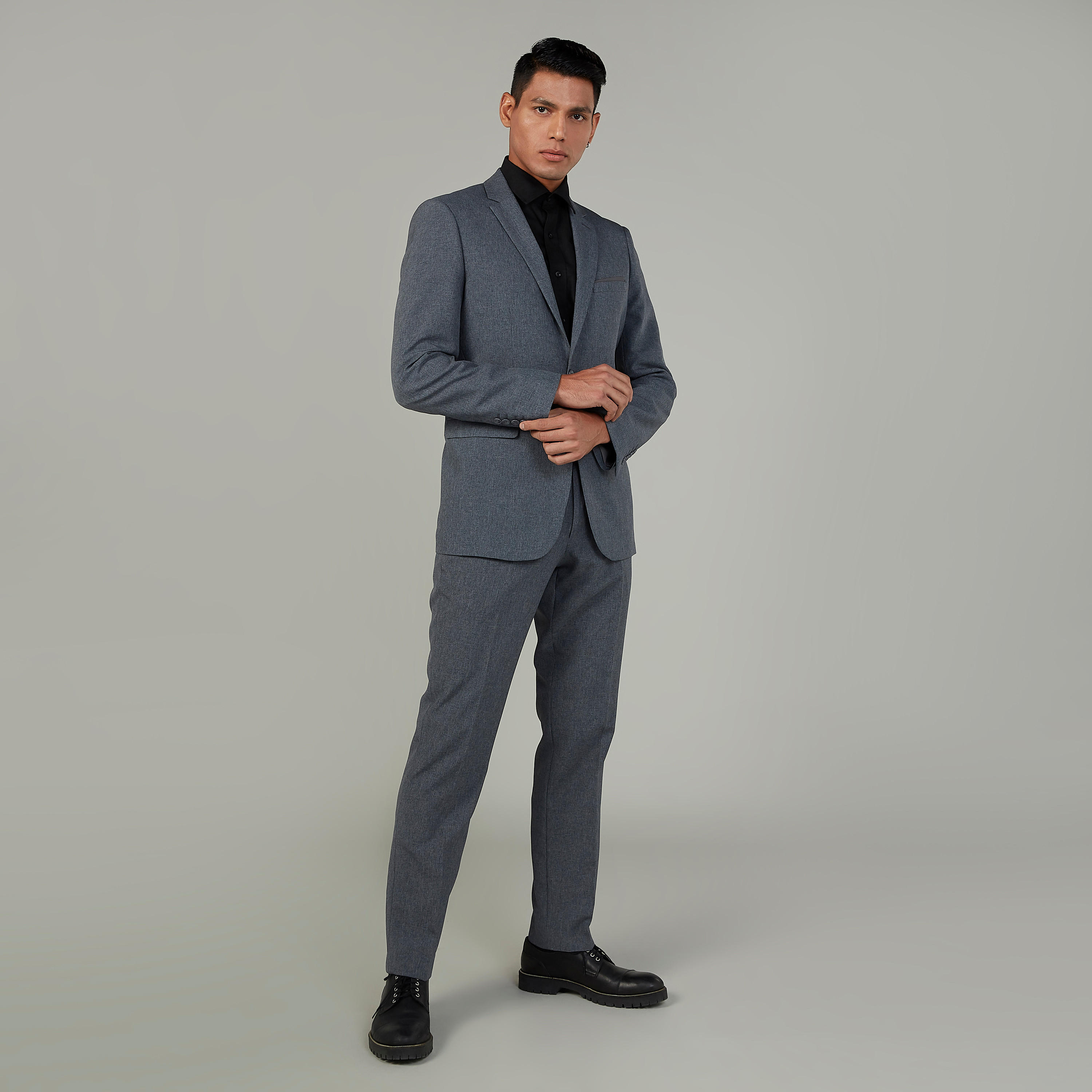 بنطلون رسمي طويل بارز الملمس بجيوب وحلقات للحزام-men-clothing-bottoms-trousersandchinos-trousers-image-2