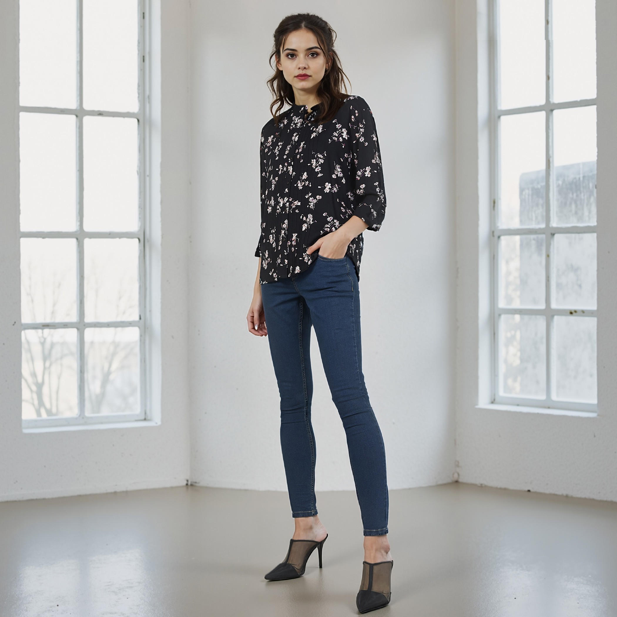 Textured Jeans with Belt Loops and Pocket Detail-women-clothing-bottoms-jeans-image-2