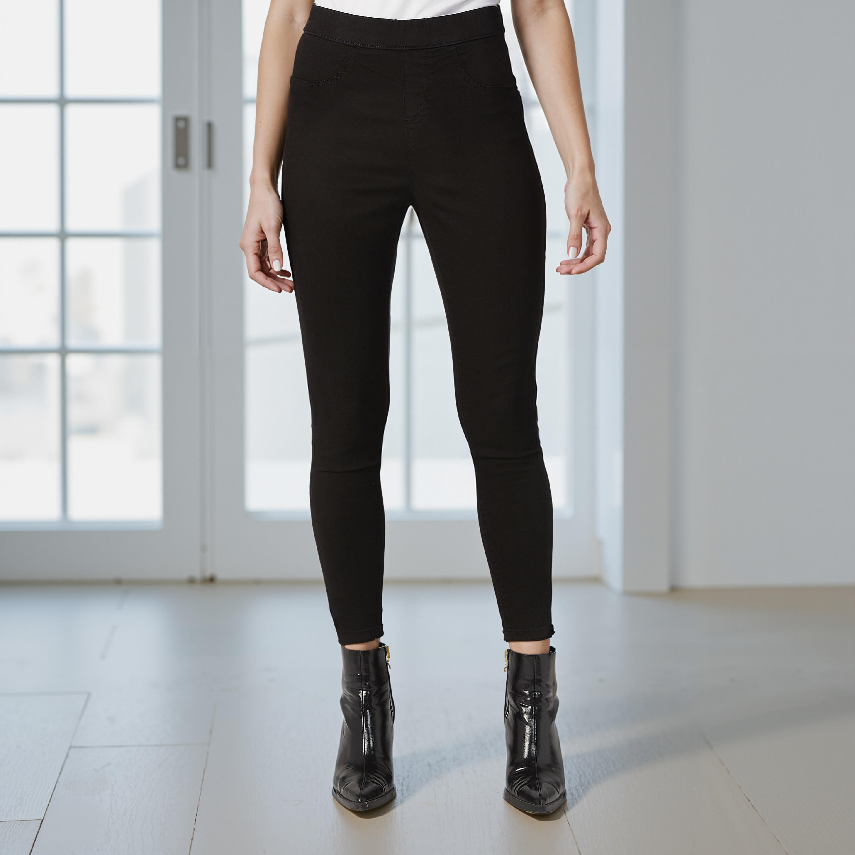 Lee Cooper Plain Jeggings with Pocket Detail and Elasticised Waistband-women-clothing-bottoms-leggings-image-7