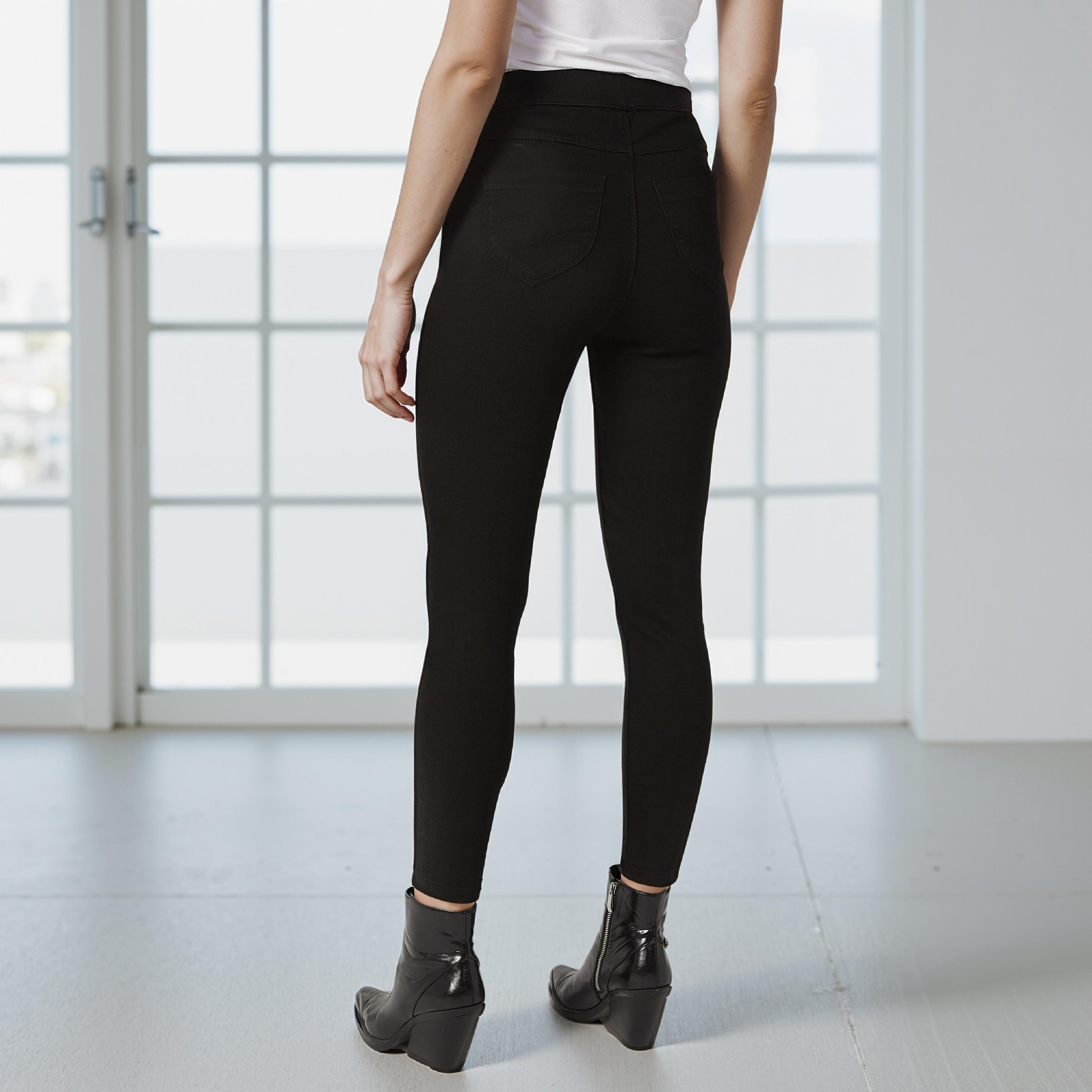 Lee Cooper Plain Jeggings with Pocket Detail and Elasticised Waistband-women-clothing-bottoms-leggings-image-9