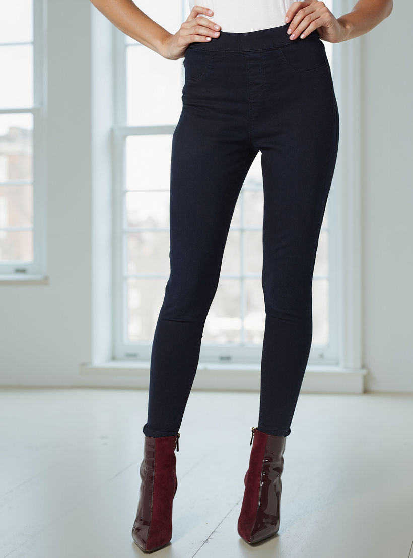 Lee Cooper Plain Jeggings with Pocket Detail and Elasticised Waistband-women-clothing-leggings-image-1