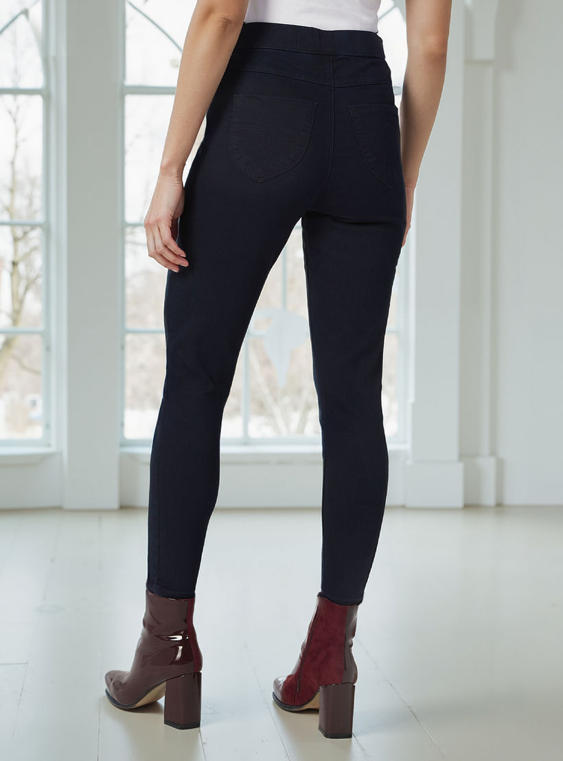 Lee Cooper Plain Jeggings with Pocket Detail and Elasticised Waistband-women-clothing-leggings-image-3