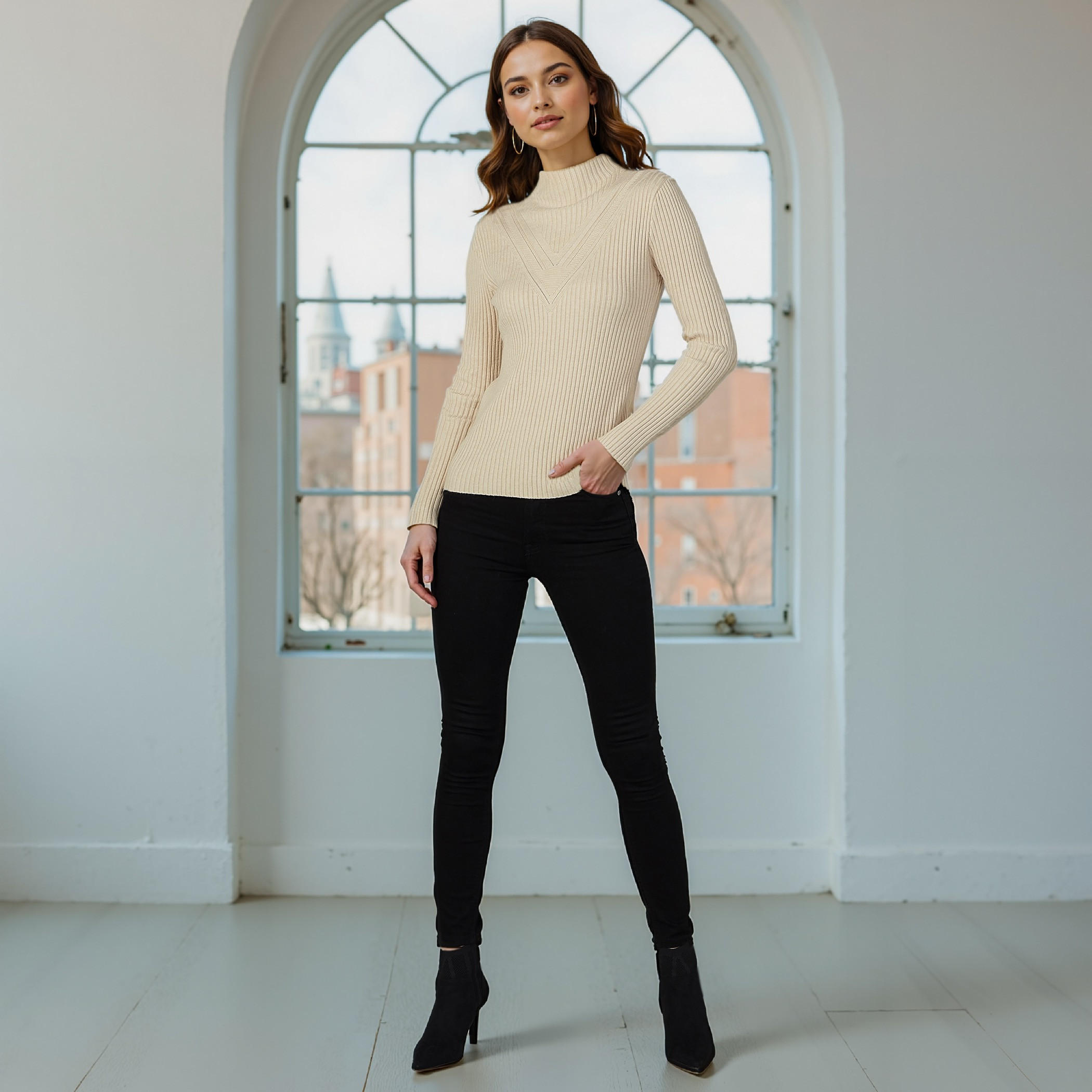 بنطلون جينز طويل بجيوب وحلقات للحزام من لي كوبر-women-clothing-bottoms-jeans-image-2