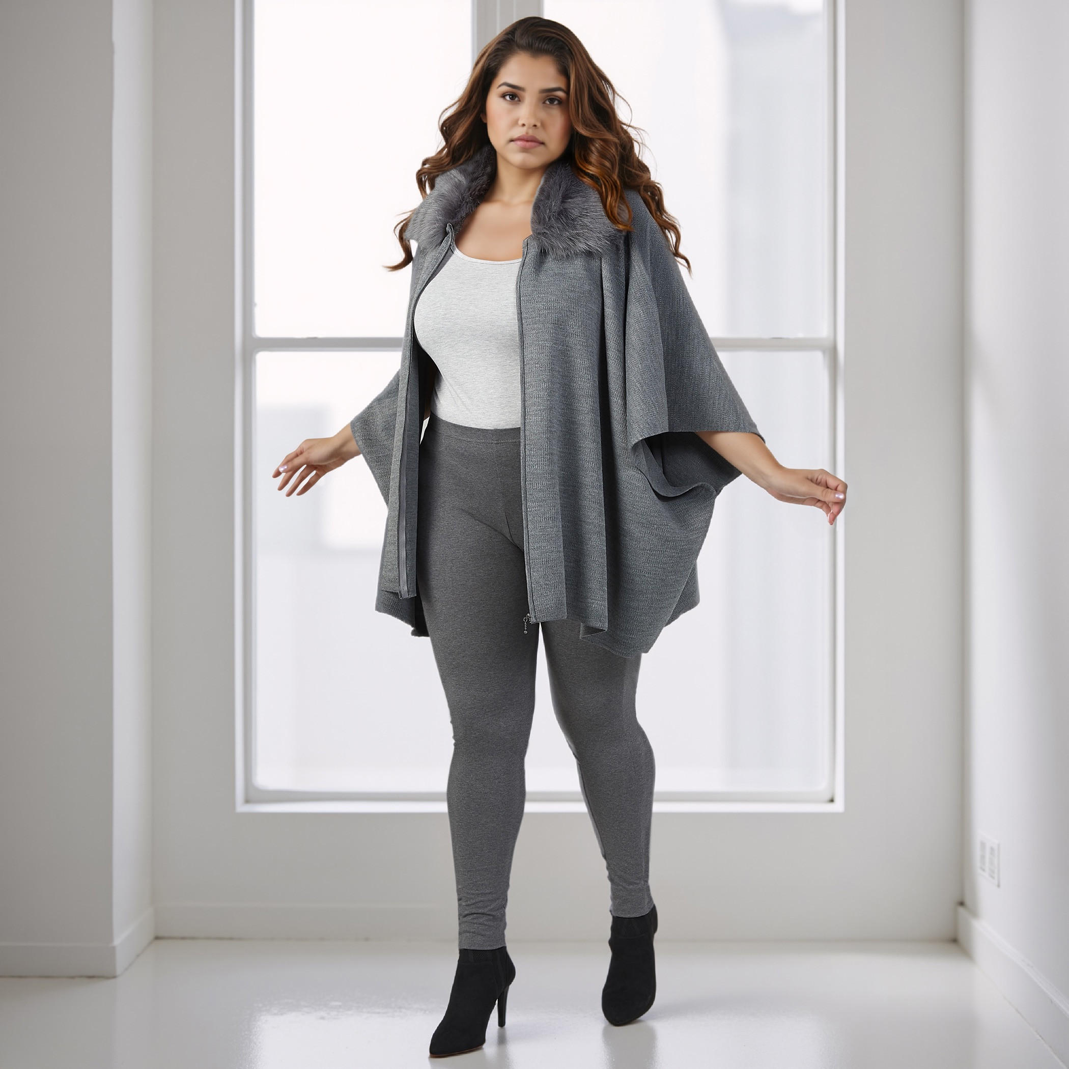 فيست مقاس كبير سادة بياقة عميقة وحمّالات رفيعة-women-clothing-tshirts-image-2