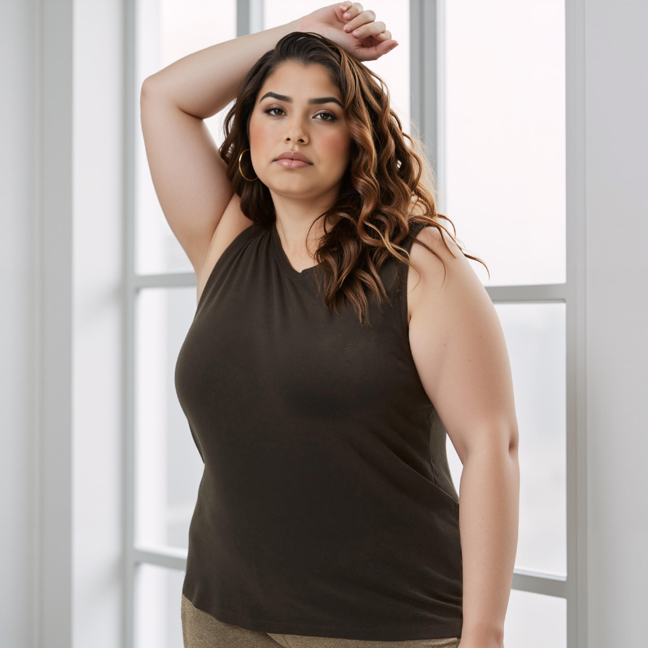 Plus Size Plain Round Neck Sleeveless T-shirt-women-clothing-tshirts-image-1