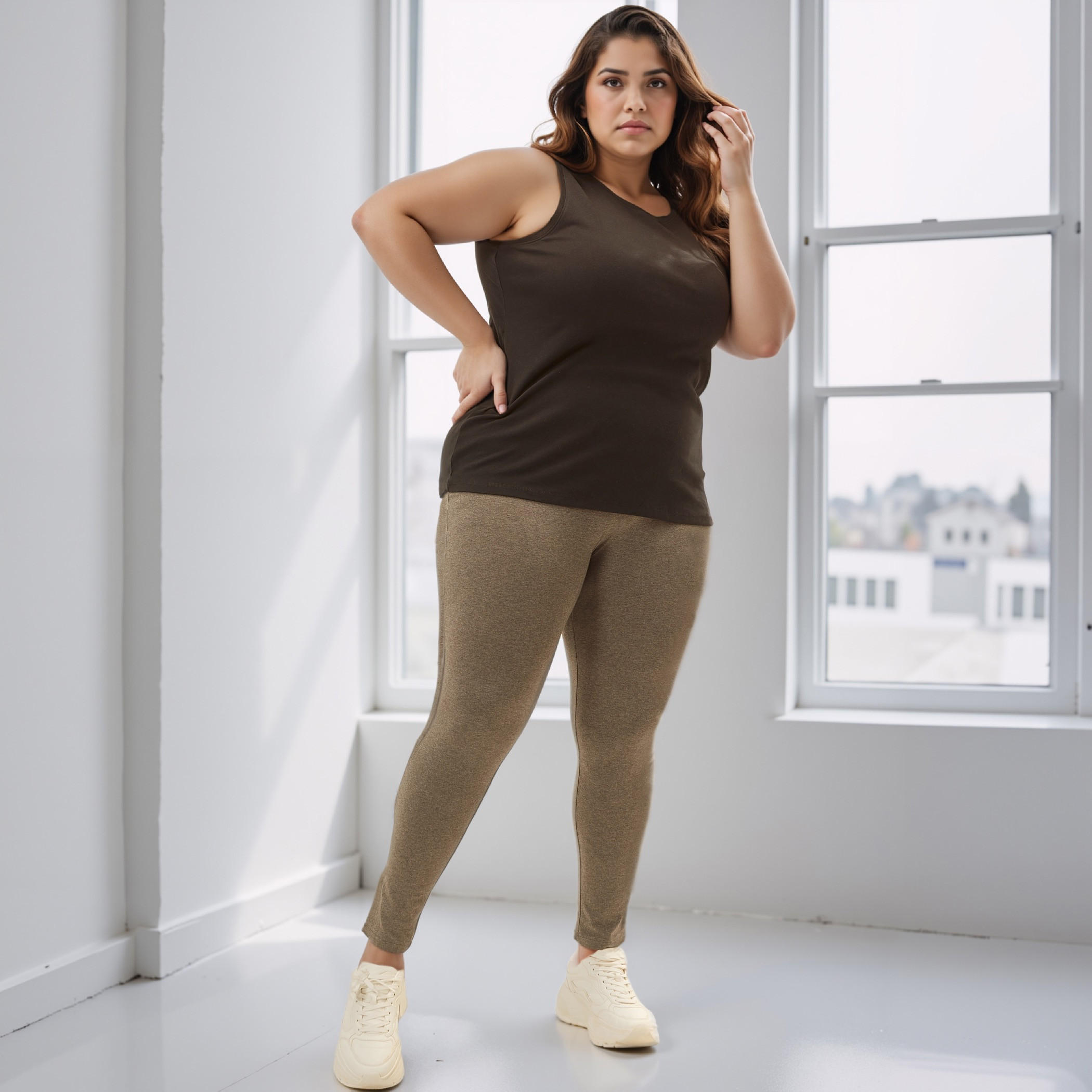 تيشيرت مقاس كبير سادة دون أكمام بياقة مستديرة-women-clothing-tshirts-image-2