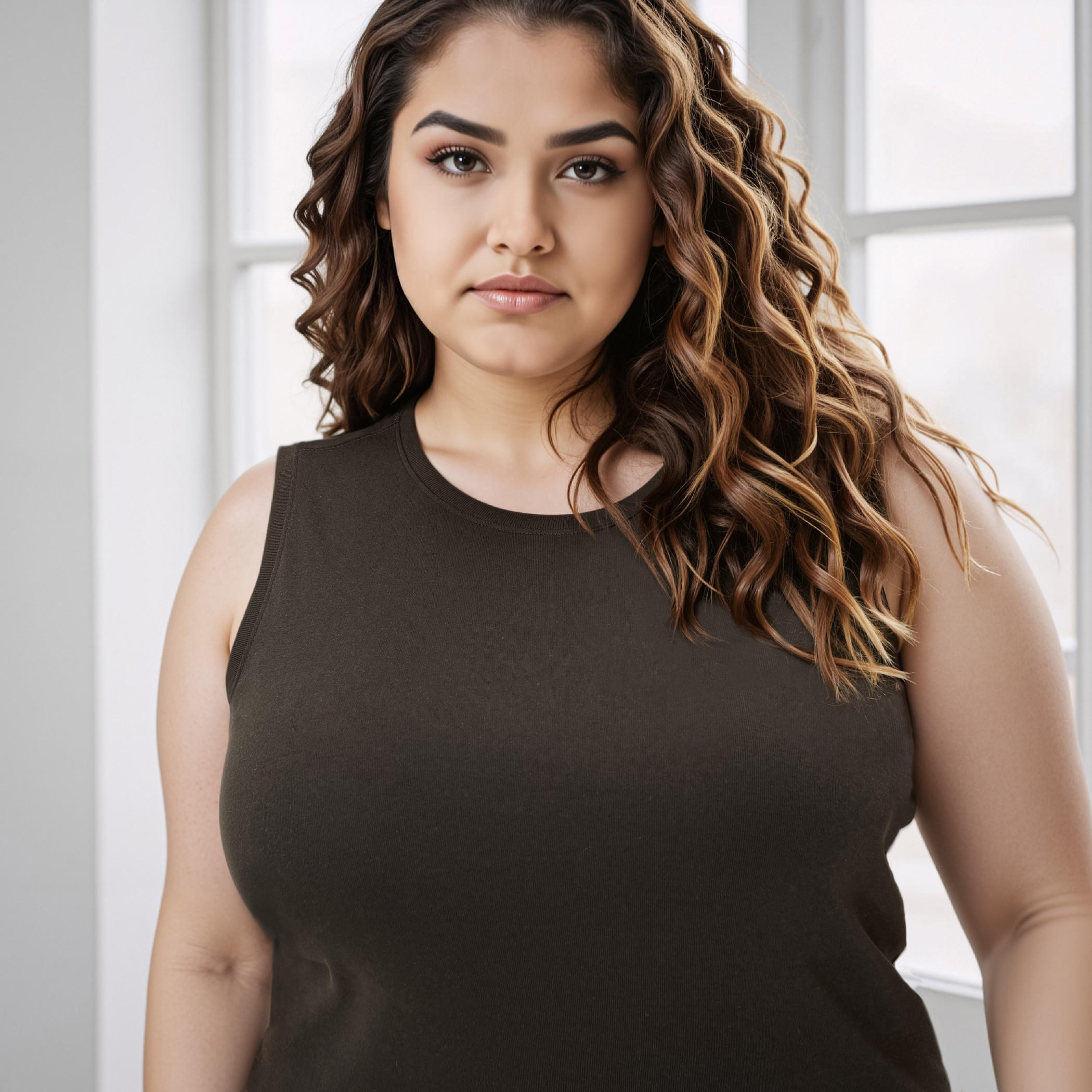 Plus Size Plain Round Neck Sleeveless T-shirt-women-clothing-tshirts-image-4
