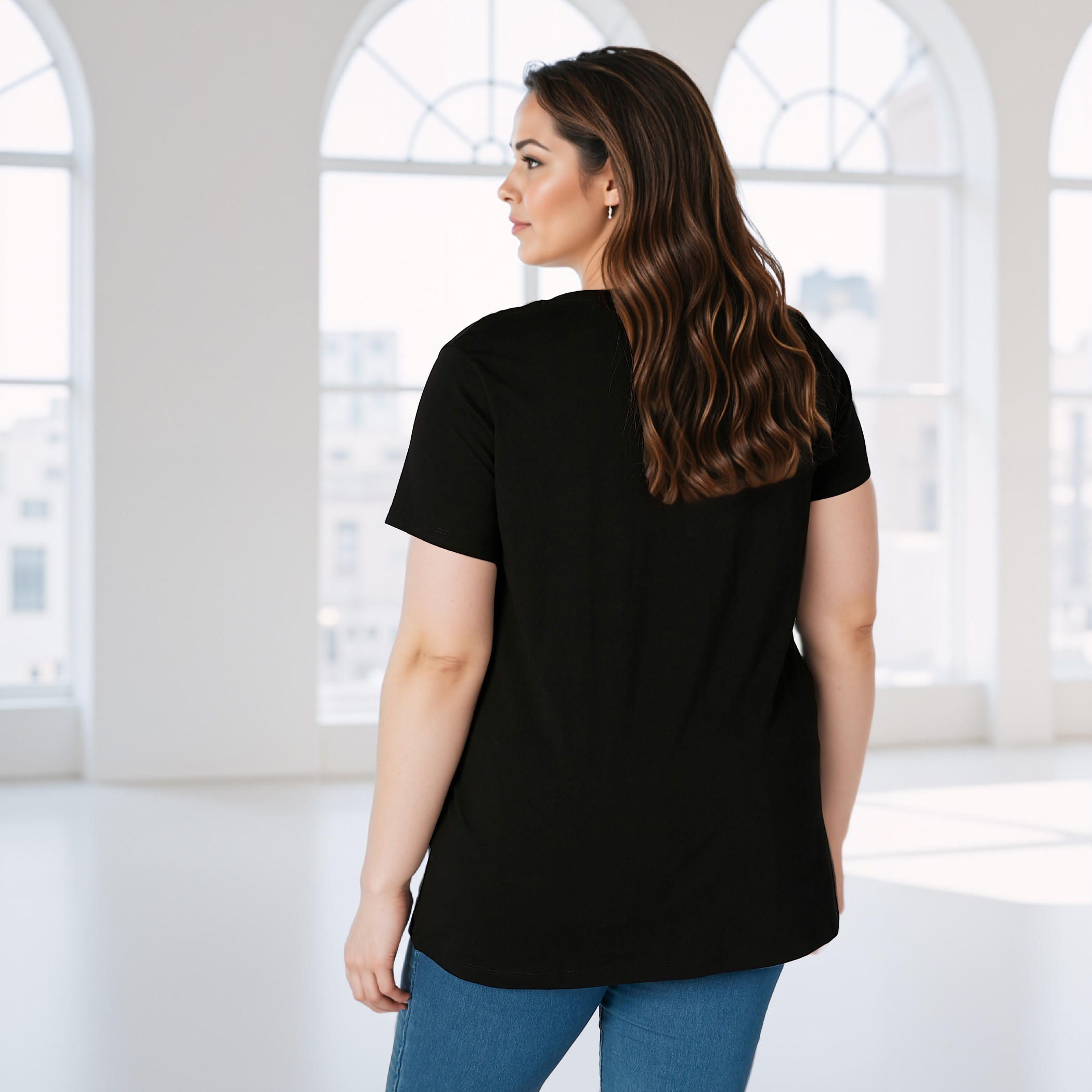 بلوزة سادة بياقة V وأكمام قصيرة-women-clothing-tshirts-image-3